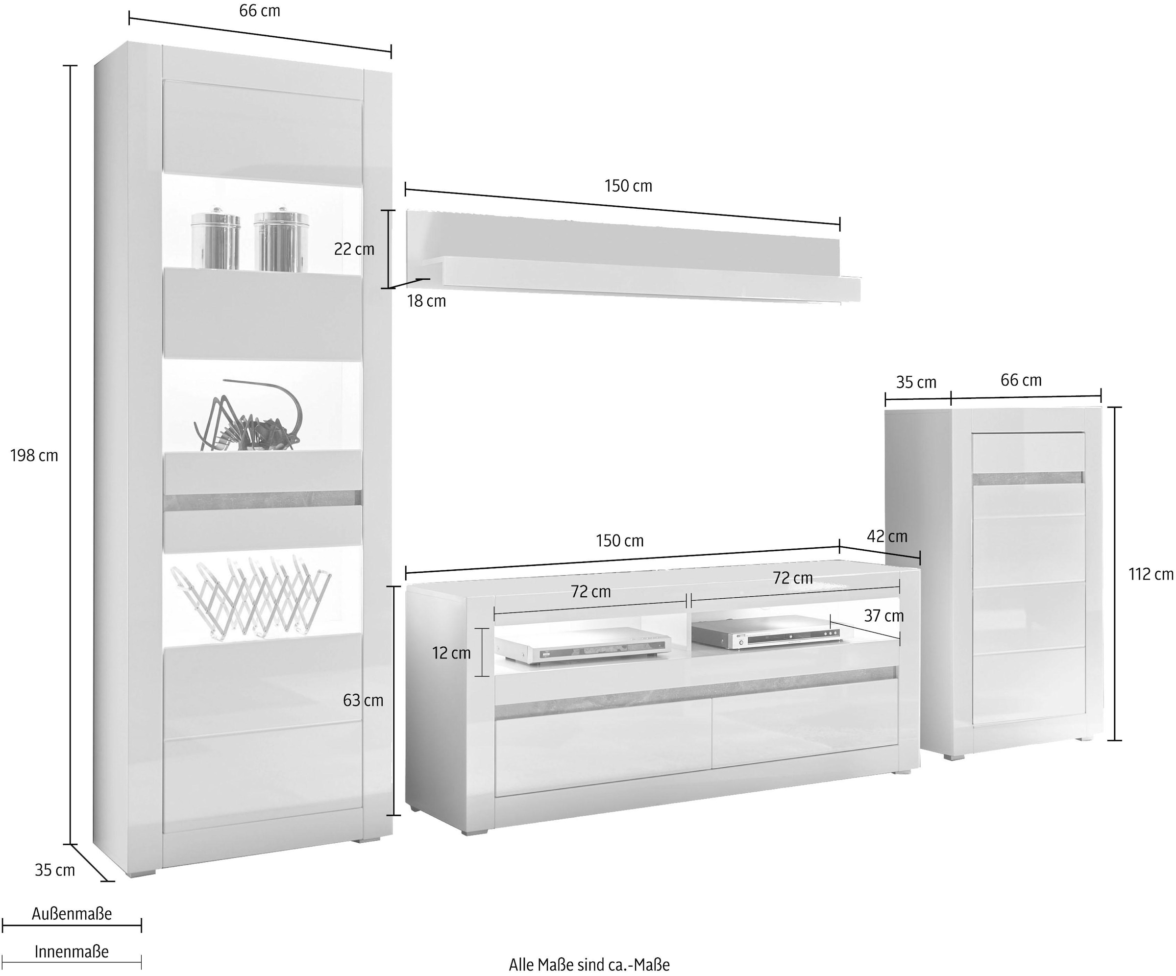 Home affaire Meuble mural »Carat« Set, 4 cuis tlg.