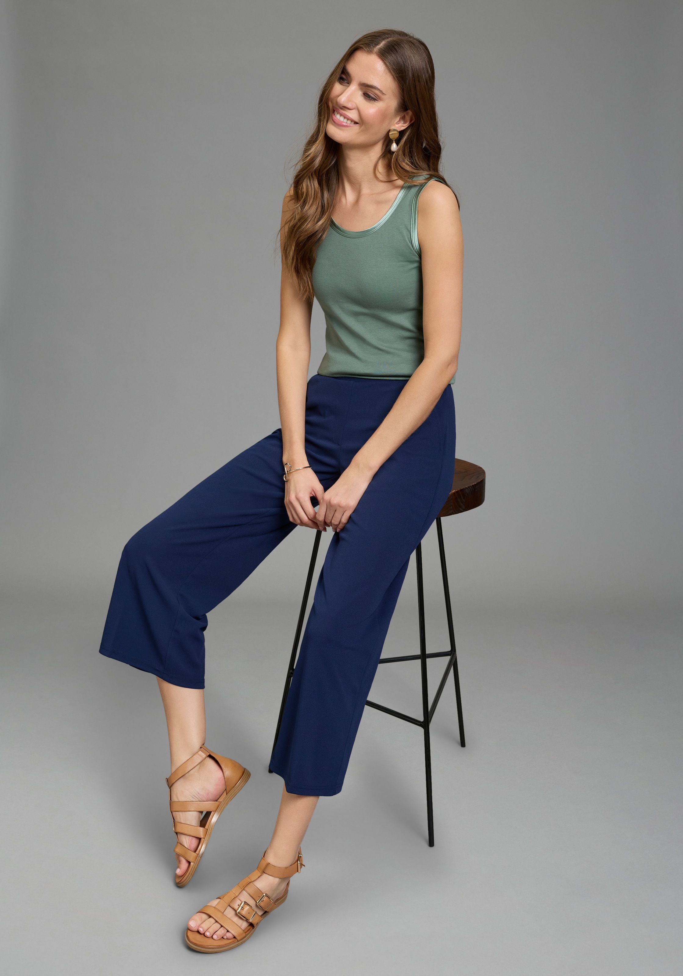 Laura Scott Tanktop mit Satin-Kante, figurnah, ärmellos, aus Baumwolle