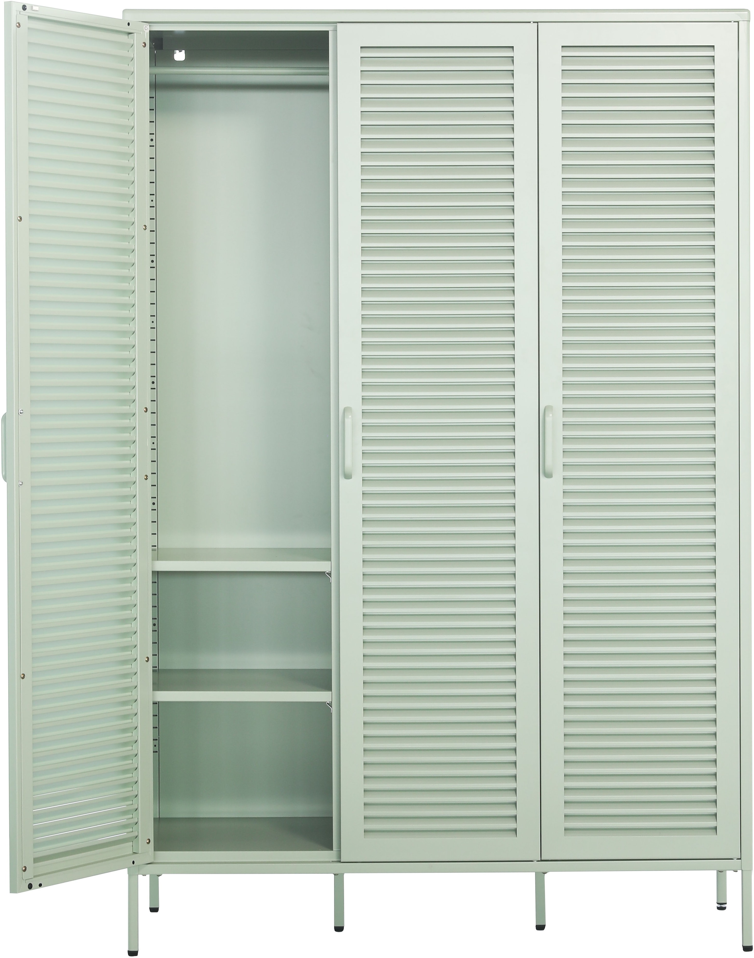 GOODproduct Kleiderschrank »GERRON Kleiderschrank Metallschrank Spind« Schlafzimmerschrank mit 3 Türen , grün salbei, Breite 120cm