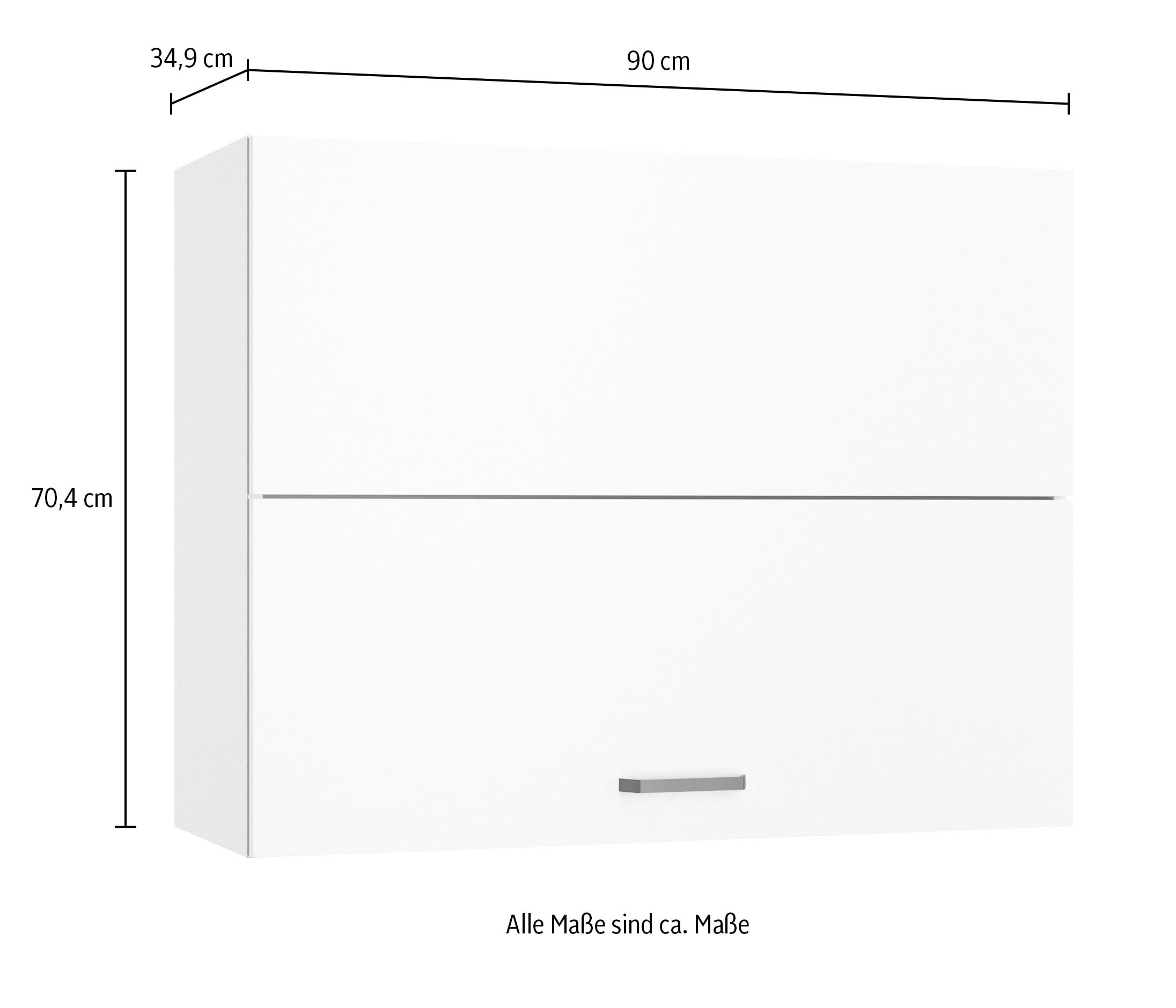 KOCHSTATION Armoire suspendue »KS-Paula« 90 cm de large, 70 cm de haut, avec 1 porte pliante, 2 étagères