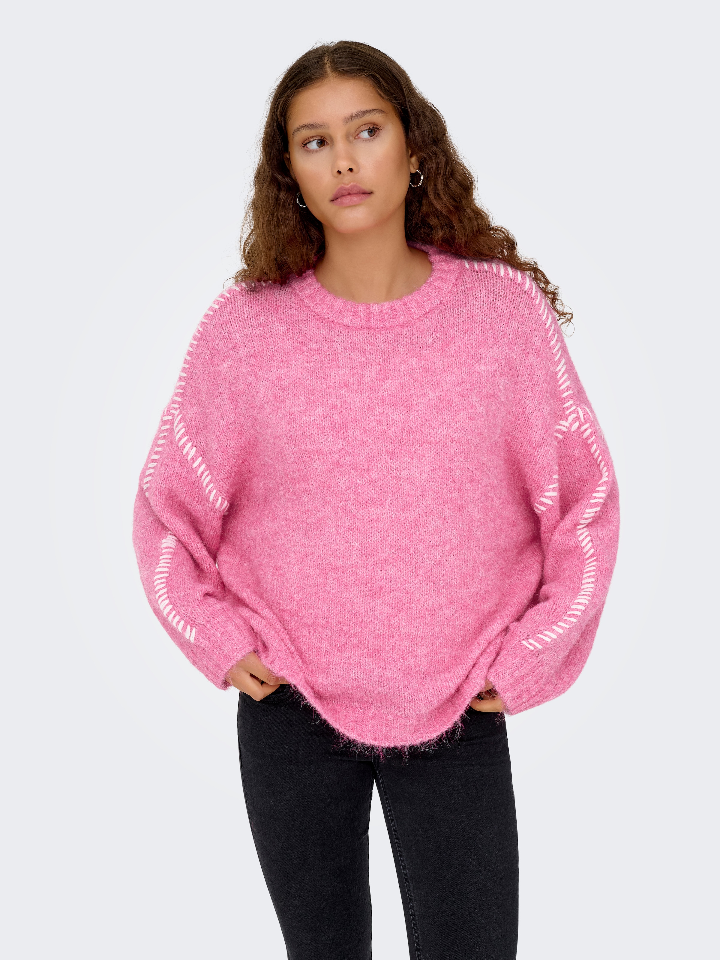 JDY Pull à col rond »JDYZOEY LIFE L/S ON STITCH PULL KNT NOOS« avec coutures décoratives