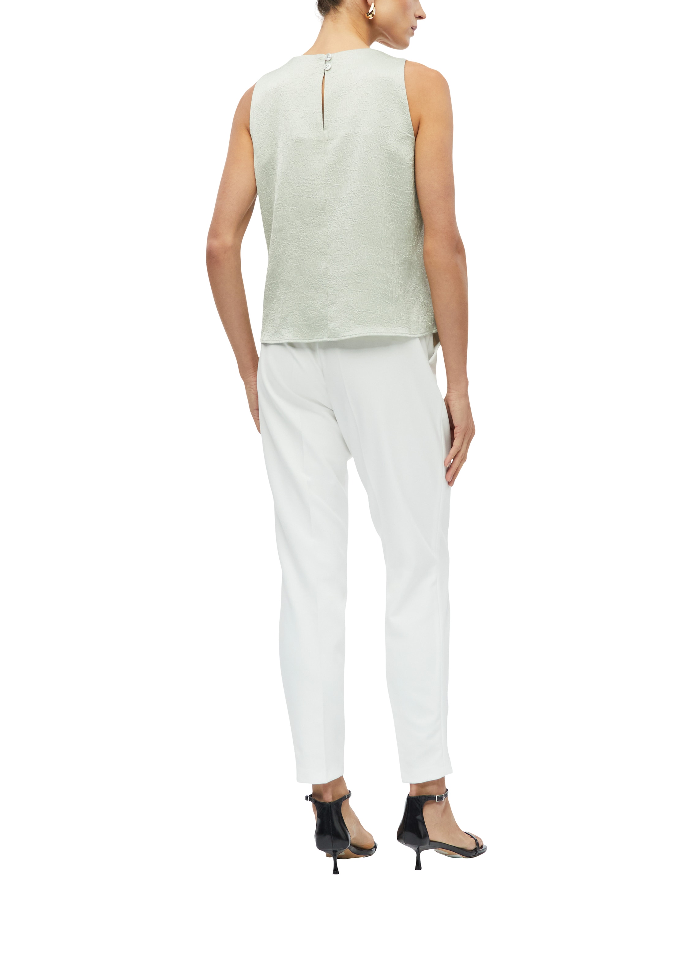 s.Oliver BLACK LABEL Top chemisier Blouse d'été / sans manches avec structure fine et brillante