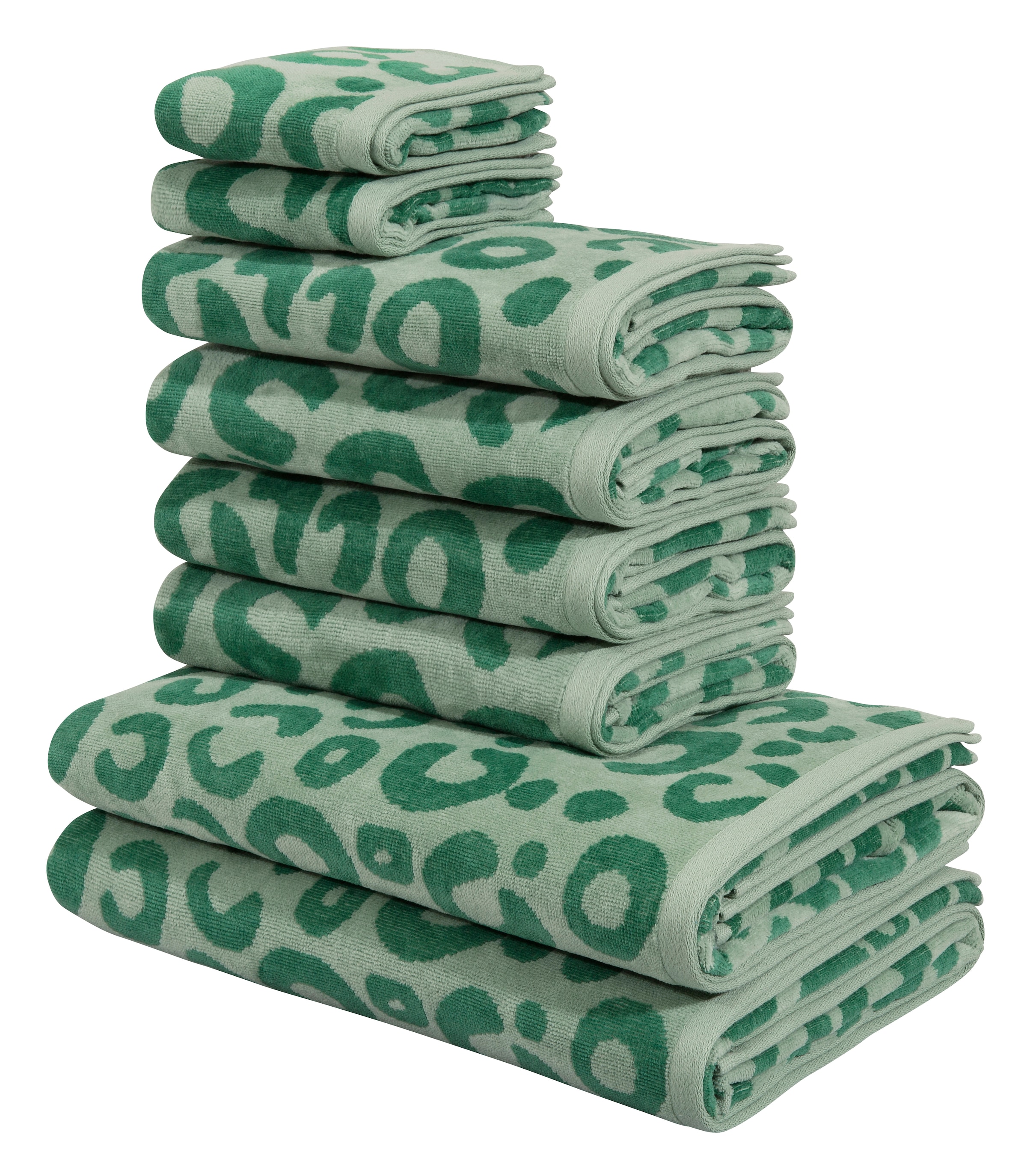 GOODproduct Set de serviettes »Anna Leopardenmuster, 8-tlg Handtuch-Set, 100% Baumwolle« Set 8 pièces Velours en frottier Duschtücher, Handtücher und Gästetücher, weich, modern, Animal Print