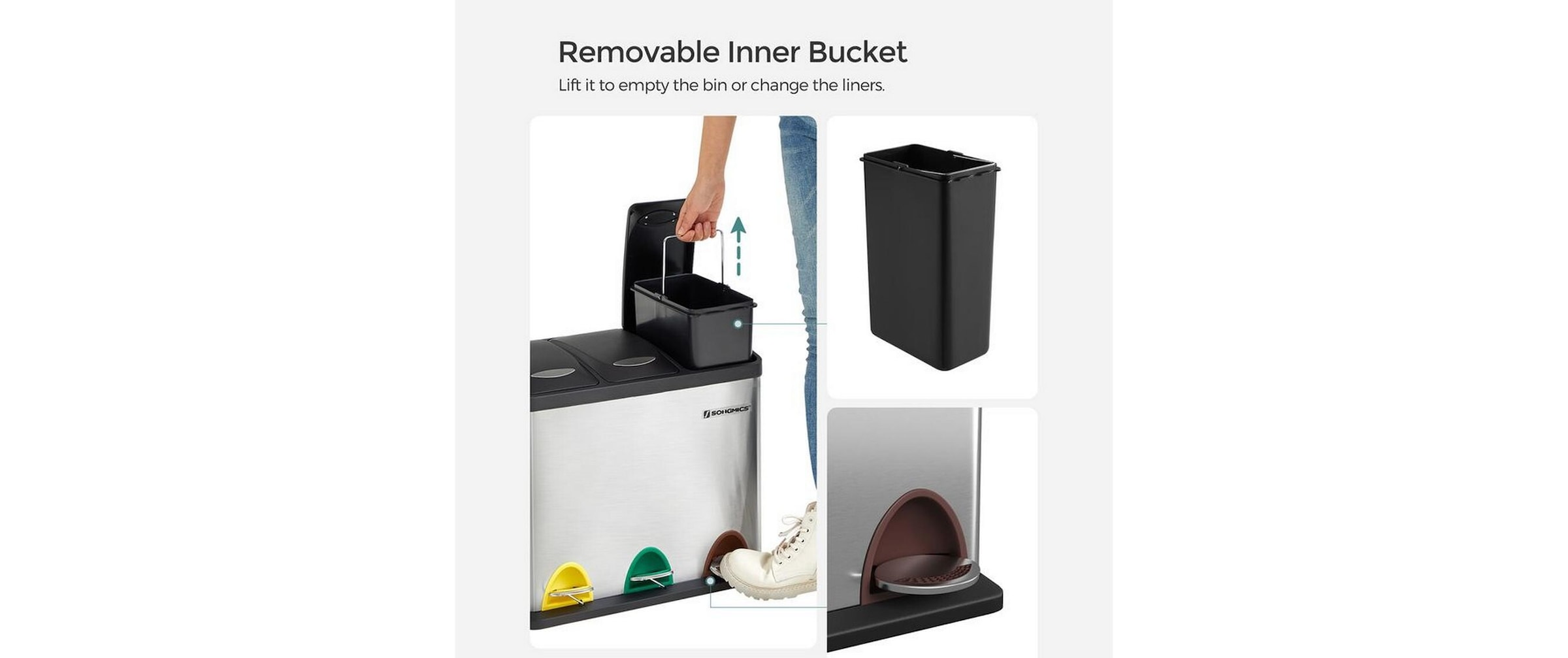 SONGMICS Mülleimer »24 l« 3 Behälter