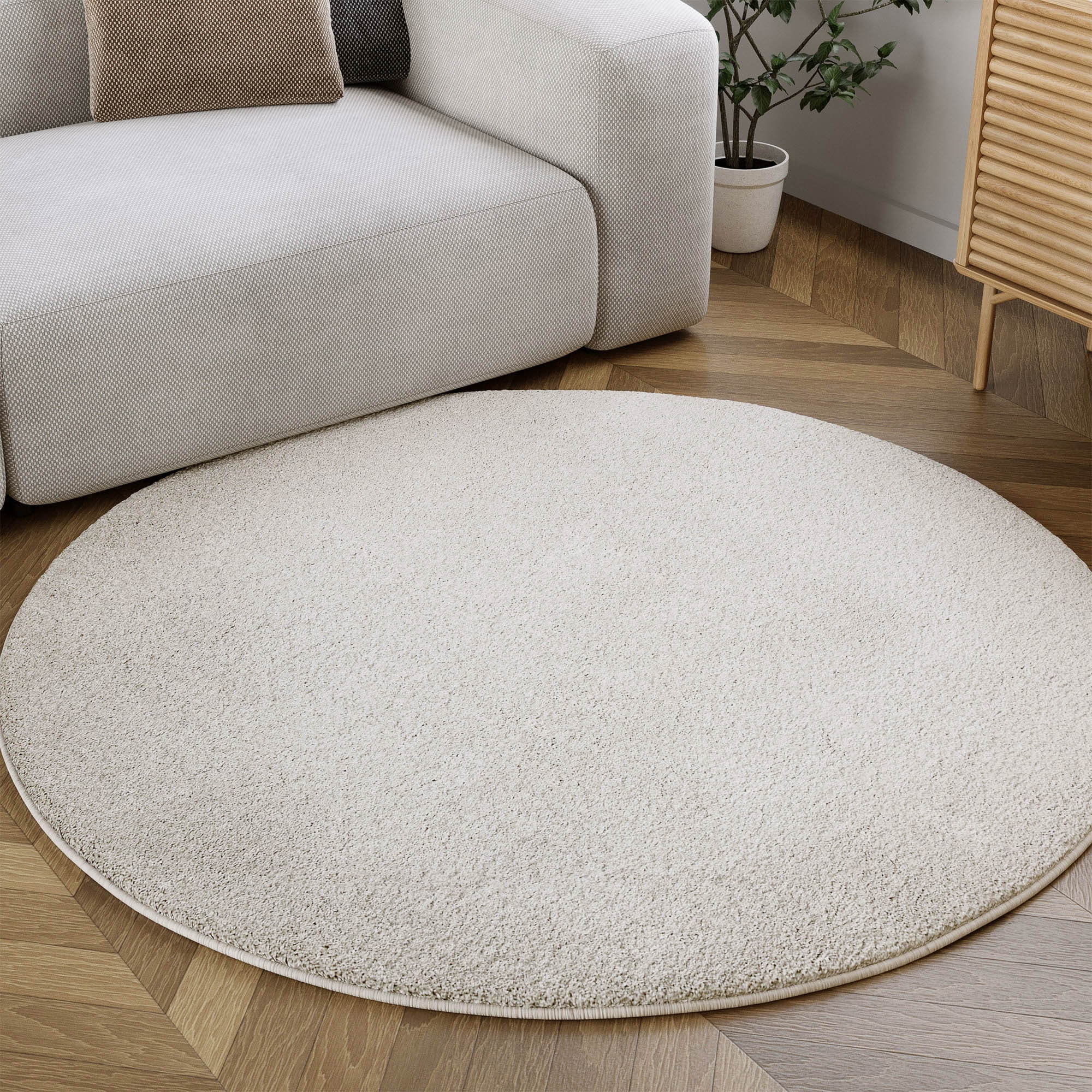 Wecon home Hochflor-Teppich »Manta« rund 25 mm Höhe Langflor, maschinell gewebt, robust, Wohn- & Schlafzimmer, einfarbig