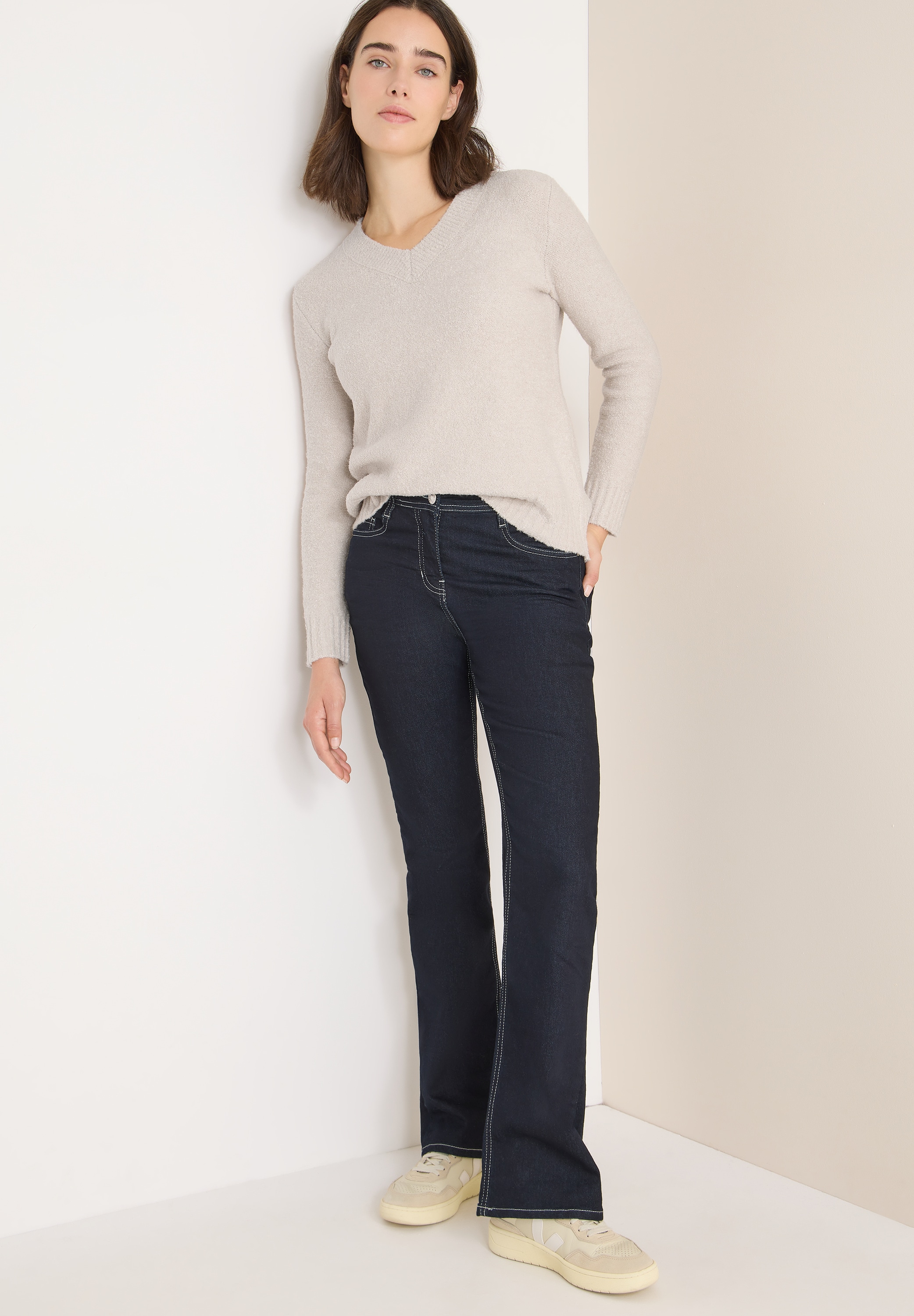 Cecil Pull en tricot Bouclé V-Neck