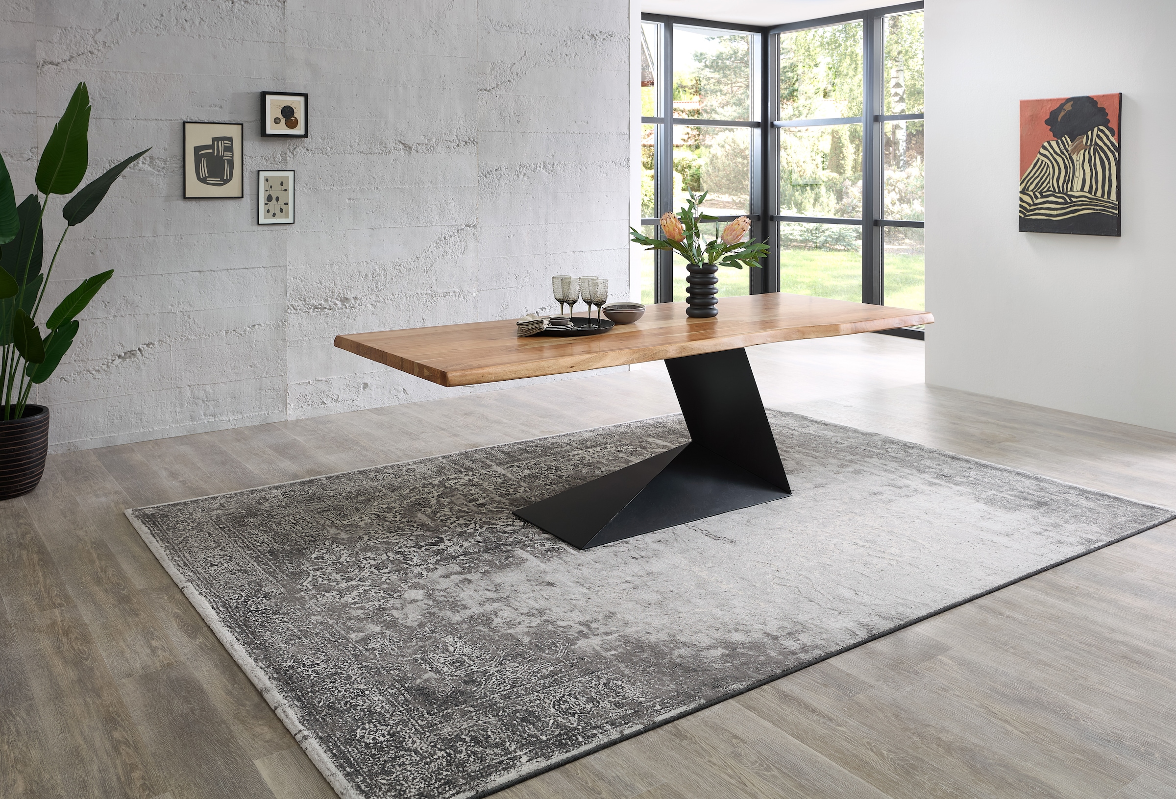 Stolkom Table de salle à manger »Alan Esszimmertisch Massivholz, wahlweise in 240 oder 200 cm breite« Akazie Massivholz, Flächenbelastung des Tisches ca. 90 kg
