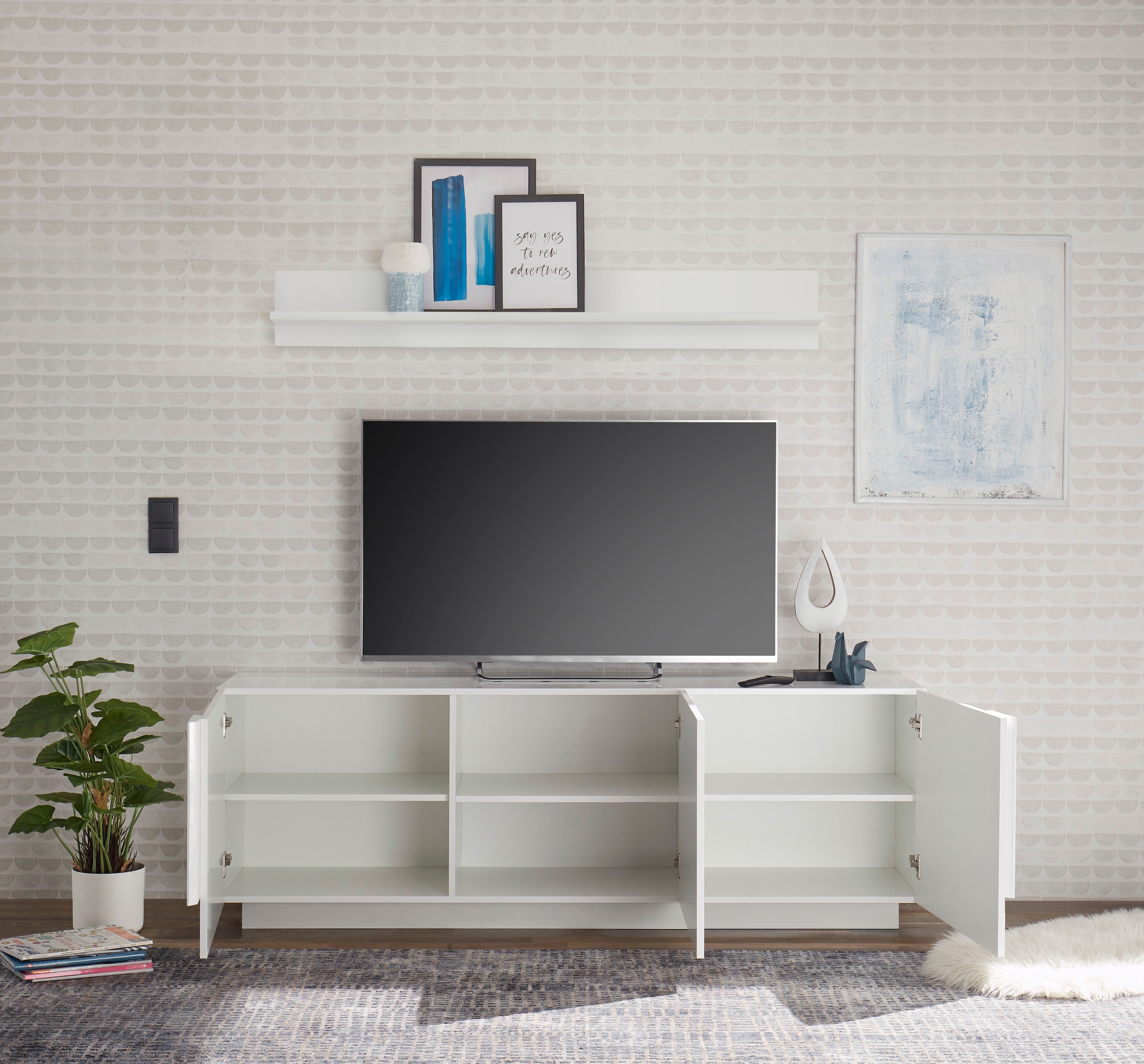 Home affaire Table basse »Jupiter, Breite 181 cm, TV-Board 3 Türen - Soft Closing, TV-Schrank,« TV-Schrank, moderne Griffblende, FSC®, cleveres Stauraumkonzept