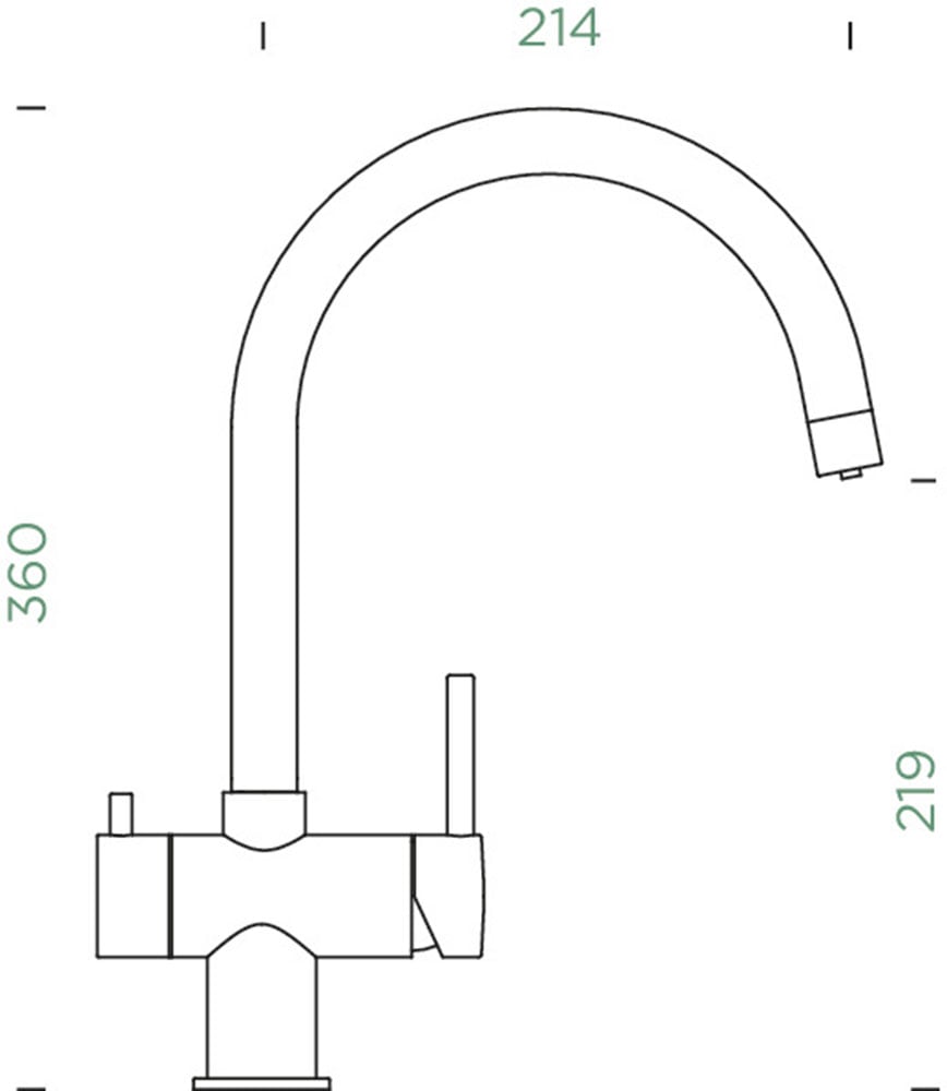 Schock Robinetterie de cuisine »Ares« Hochdruck, Festauslauf, Filterwasser, Schwenkbereich 360°