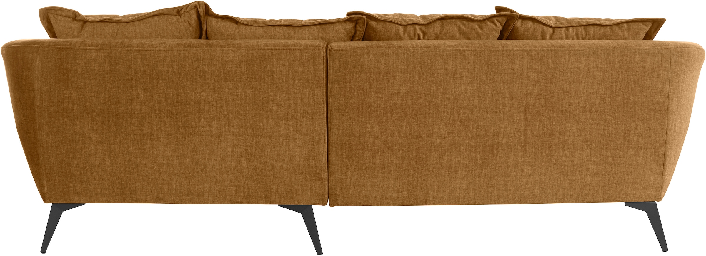 Home affaire Canapé d'angle »Baggio romantische Polsterecke, bequem,  Breite 277 cm, L-Form« Zierkissen inklusive, schwarze Metallfüsse