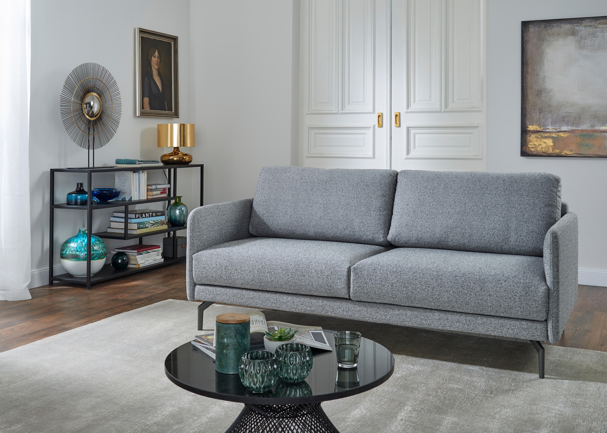 Creation BY ROLF BENZ 3-places »CR.450, Designsofa, edles Sofa, Loungesofa, Ledersofa, klares Design« accoudoir très étroit, largeur 190 cm, pied en aluminium coulé gris ombre