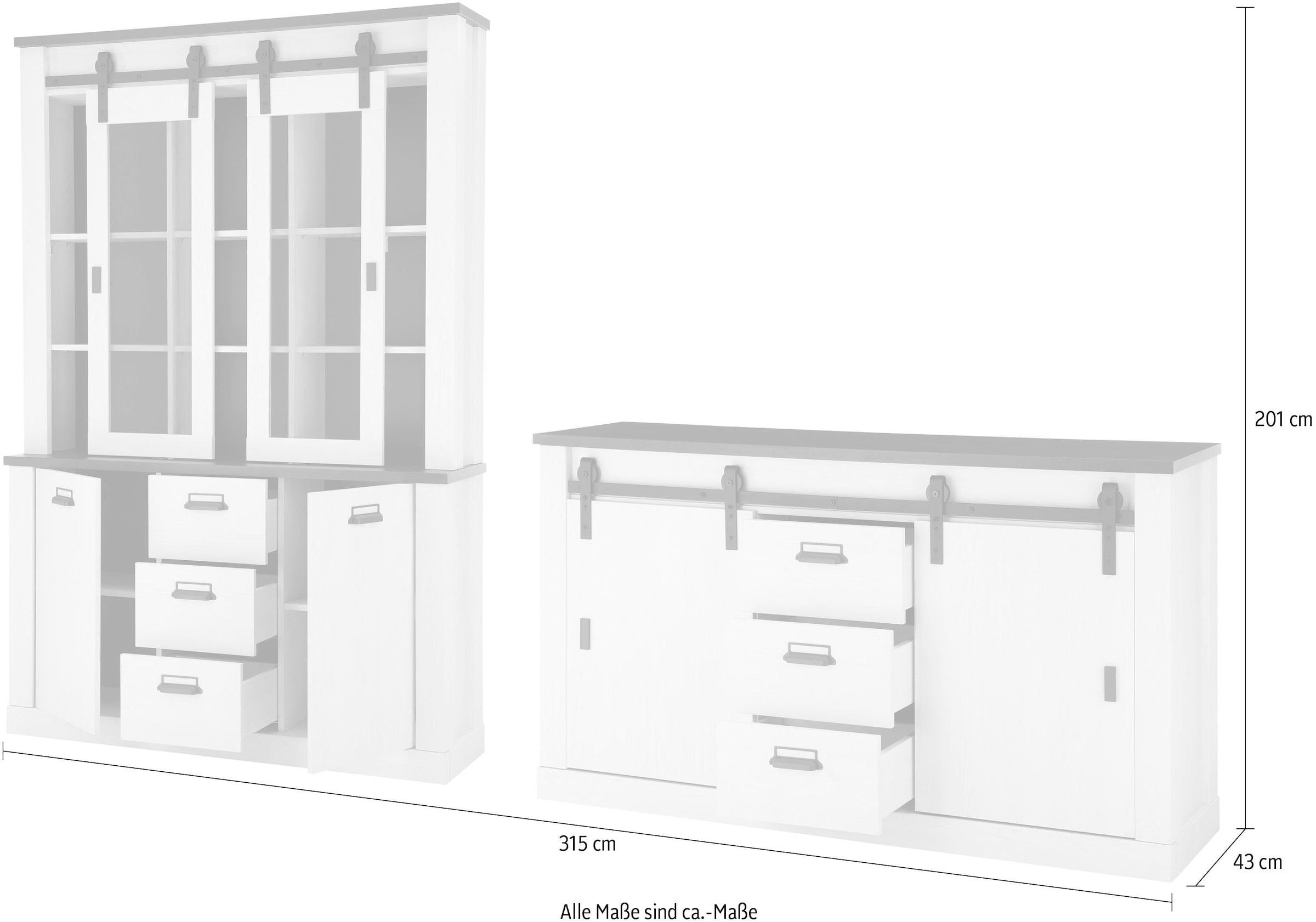 Home affaire Meuble mural »SHERWOOD« 2 cuis tlg.