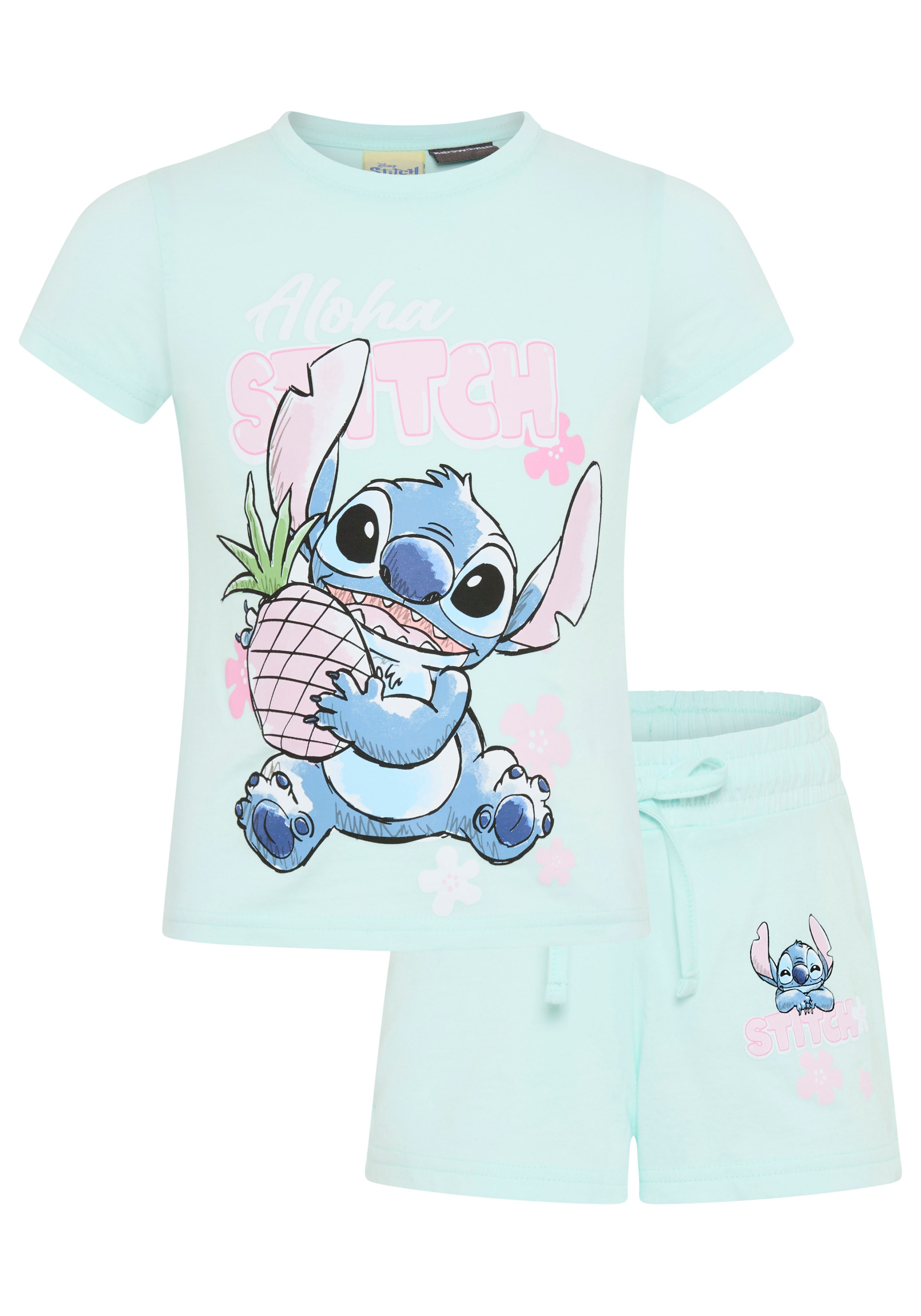 KIDSWORLD T-shirt & short »STITCH 2tlg. Set von Disney« Ensemble, 2 pièces différentes tailles, design imprimé, en coton