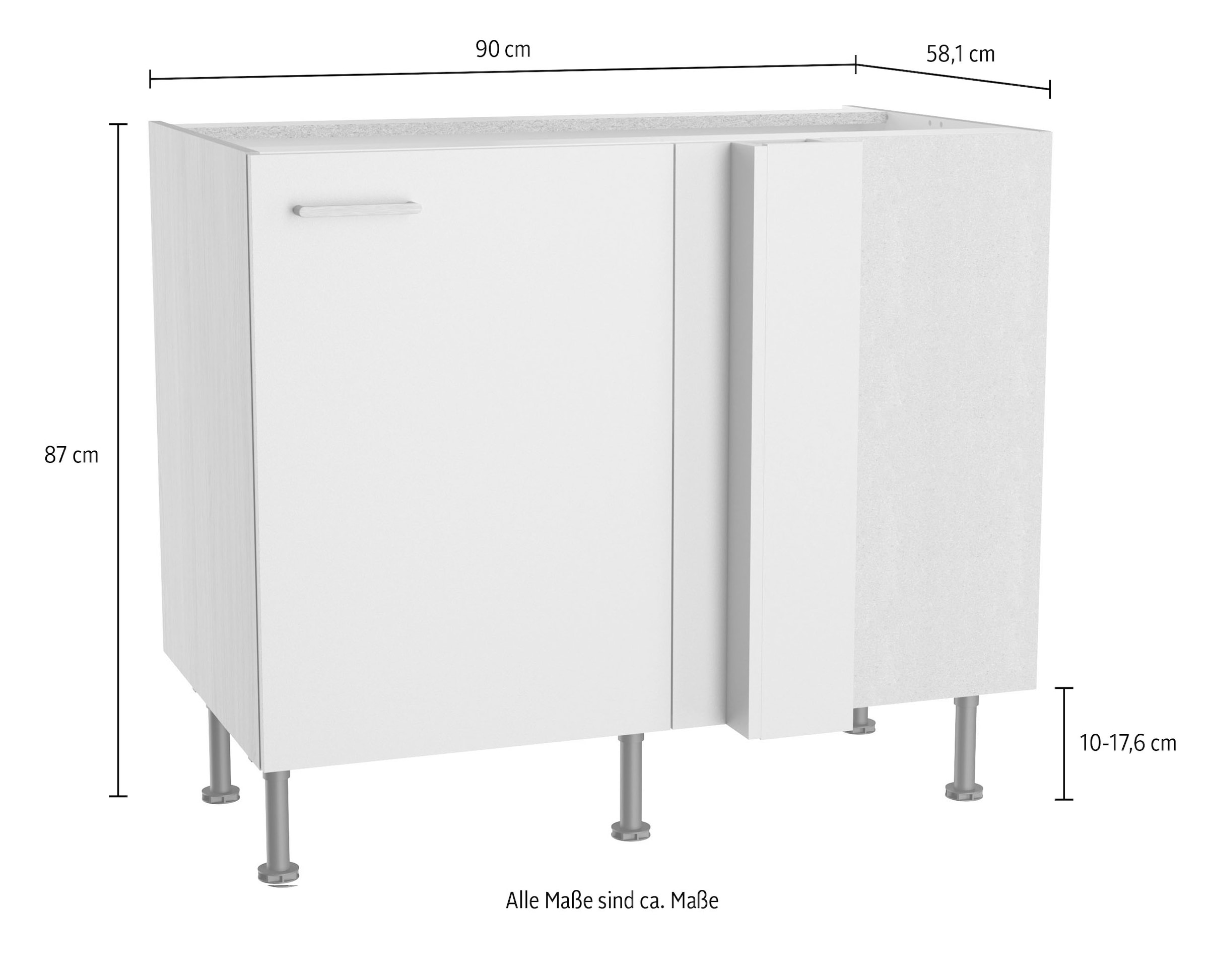 KOCHSTATION Eckunterschrank »KS-Lucy« Breite 100 cm, mit  1 Tür, Soft-Close, höhenverstellbare Füsse