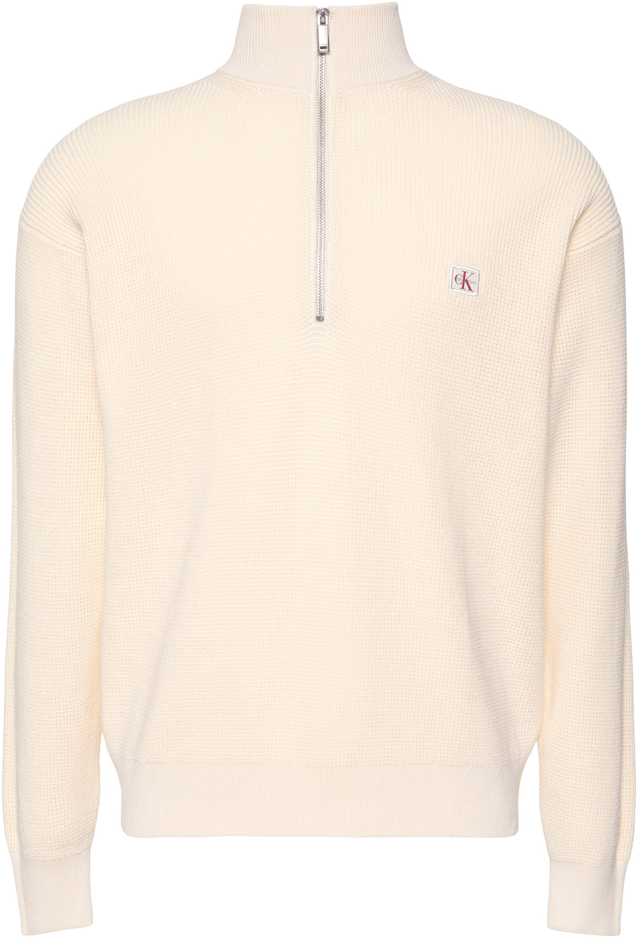 Calvin Klein Jeans Pull en tricot Troyerkragen mit Reissverschluss, Regular Fit