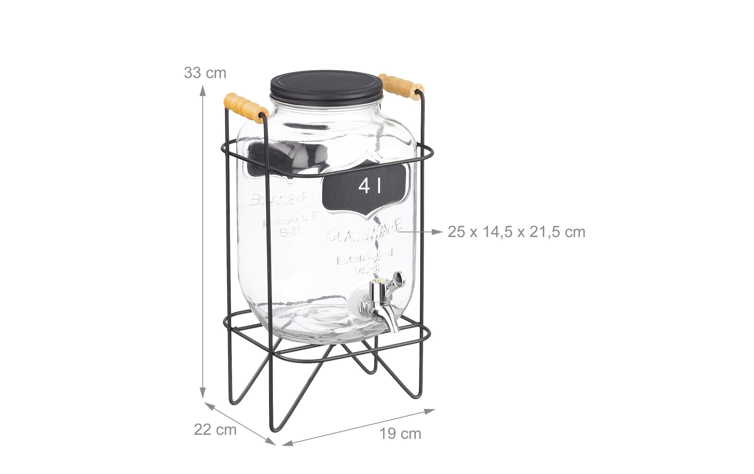 relaxdays Getränkespender »mit Ständer 4 Liter«
