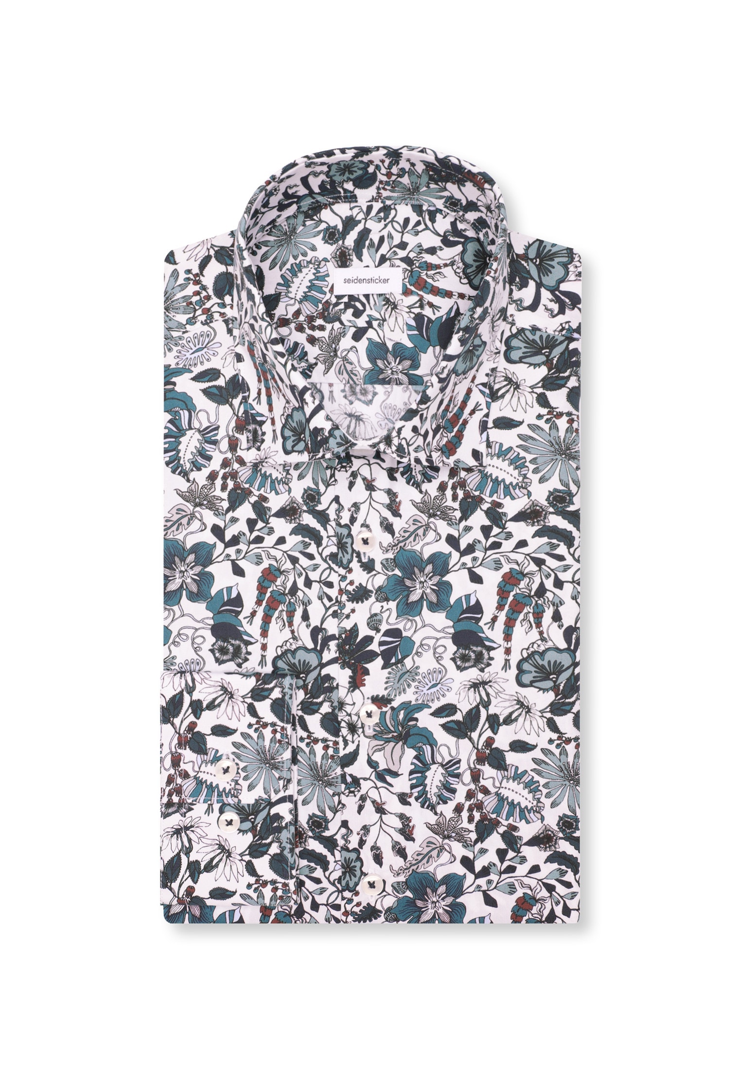 seidensticker Chemise d'affaires »Schwarze Rose« Slim 1/1 Kentkragen Geblümt