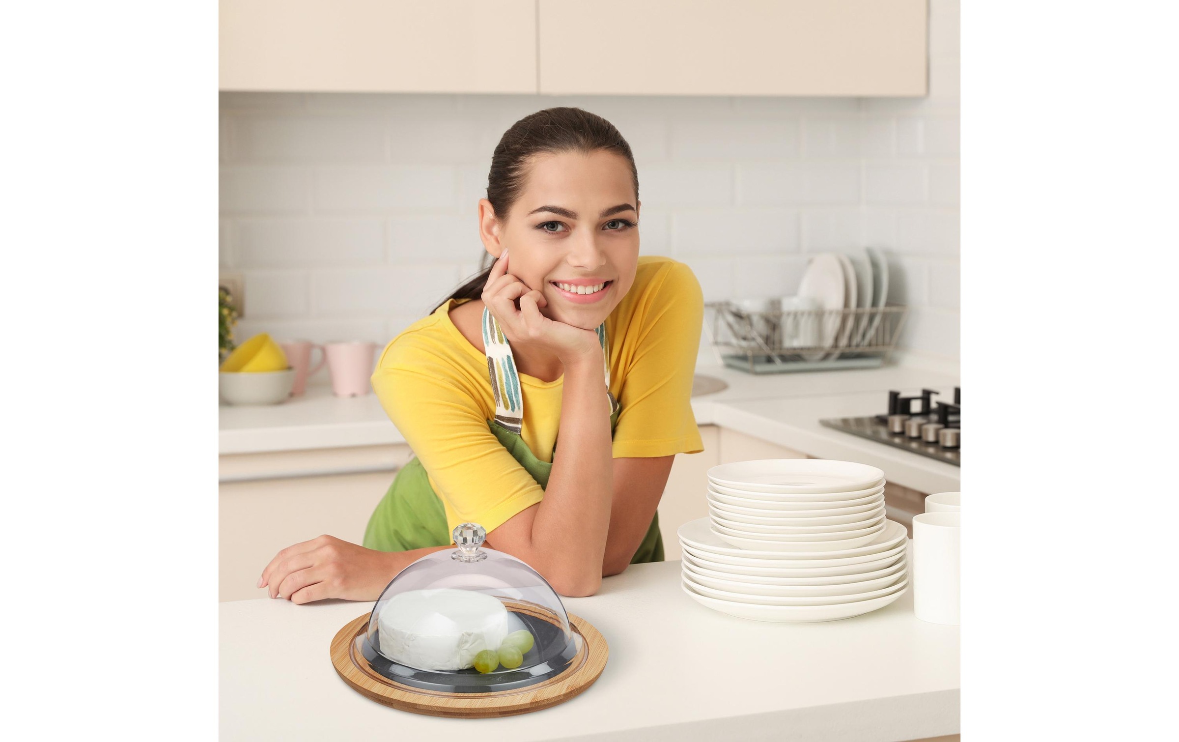 relaxdays Cloche à fromage »mit Besteck 4-teilig«