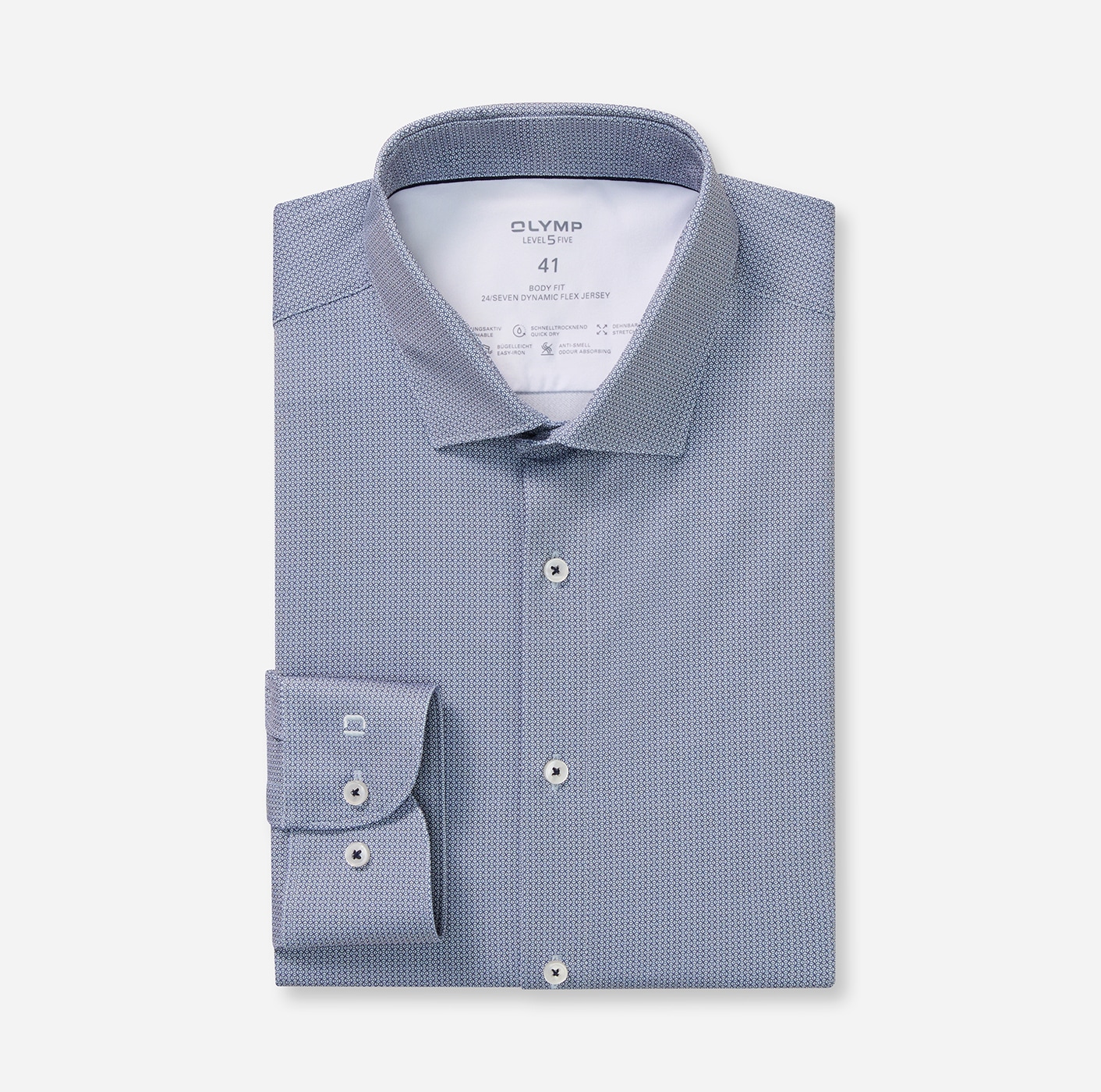 OLYMP Chemise à manches longues »Level Five 24/Seven« Businesshemd, body fit, Modern Kentkragen, Jersey, bügelleicht