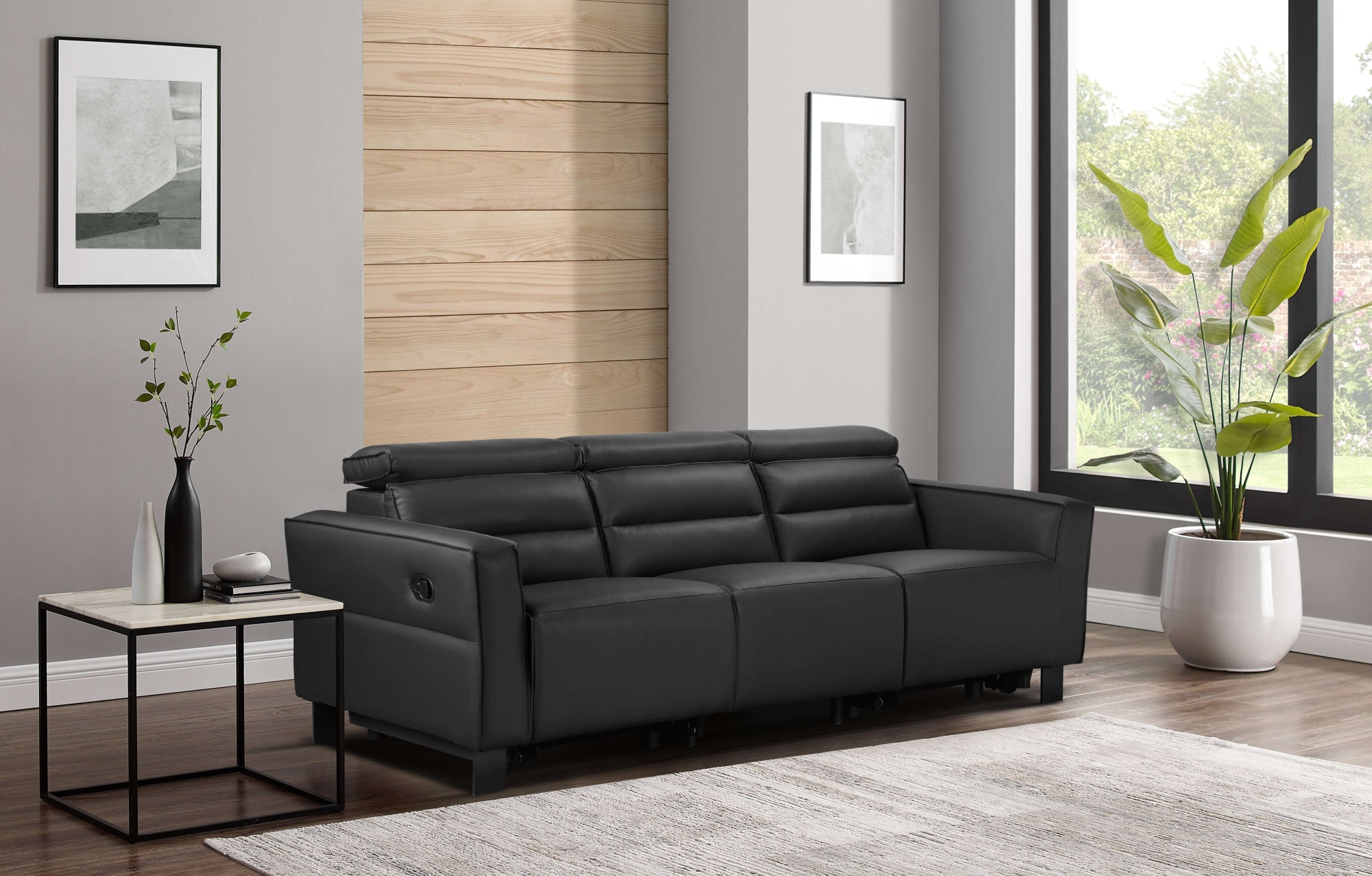Home affaire 3-Sitzer »Carpari, 224cm, manuelle od. elektrische Relaxfunktion in 2 Sitzen« mit USB-A/C, Kopfteilverstellung, Echtleder, Kunstleder, Webstoff