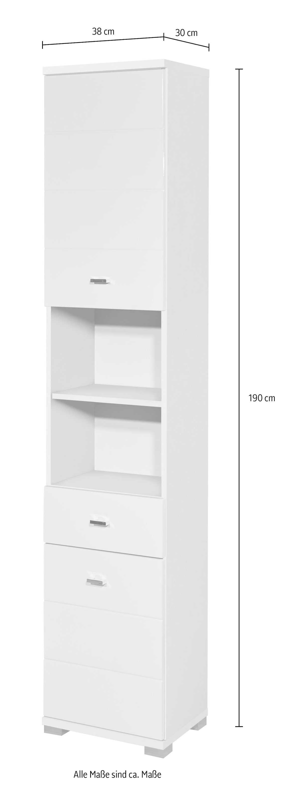 BASIC by Balculina Hochschrank »Pool, Badezimmerschrank BxHxT 38x190x30« 1 Stk. tlg. Breite 38cm, Tür L/R montierbar
