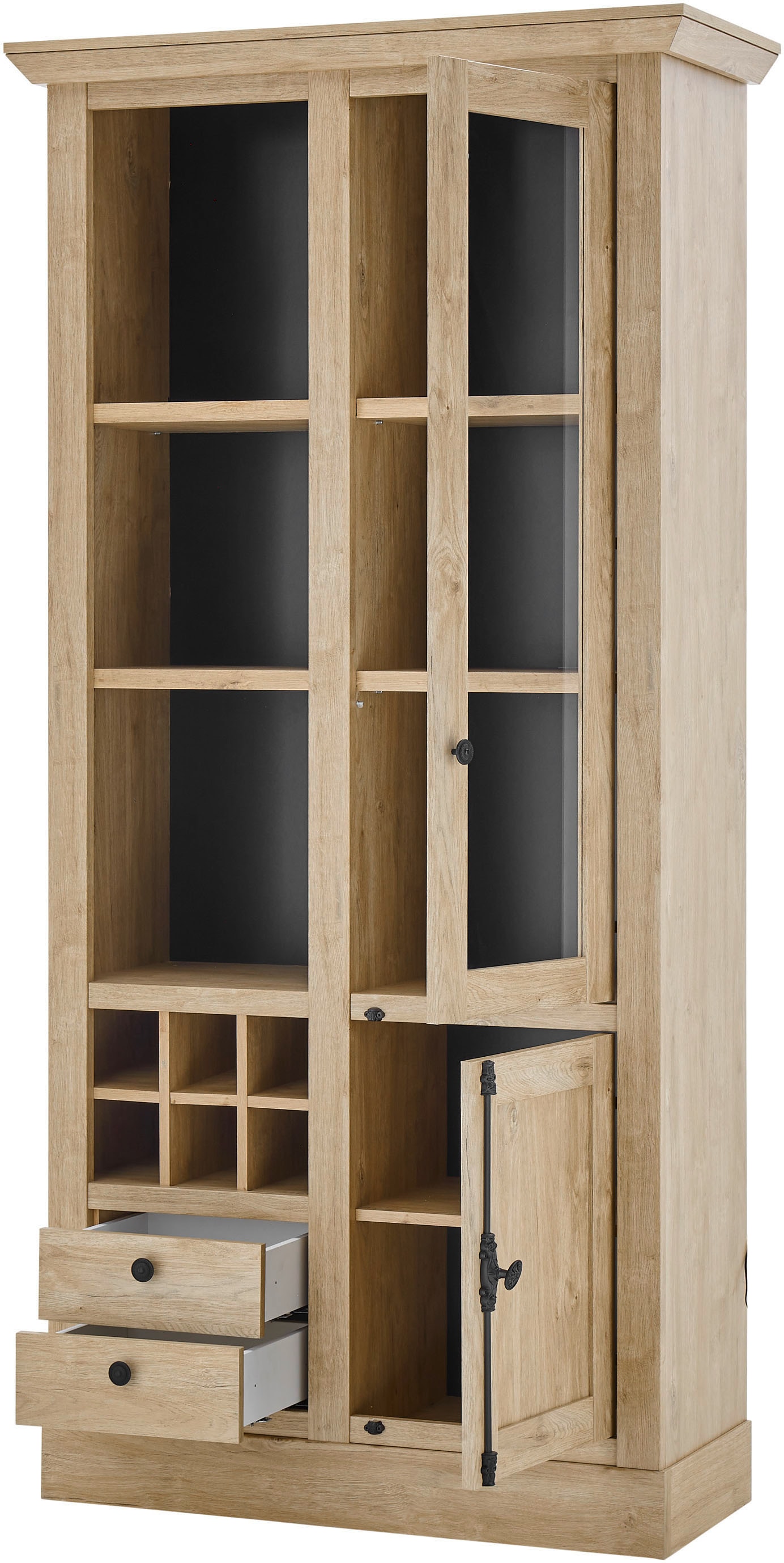 Home affaire Meuble mural »Cornwall, Anbauwand im Landhausstil, Wohnzimmer-Set, Eiche Dekor« Set, 4 cuis tlg.