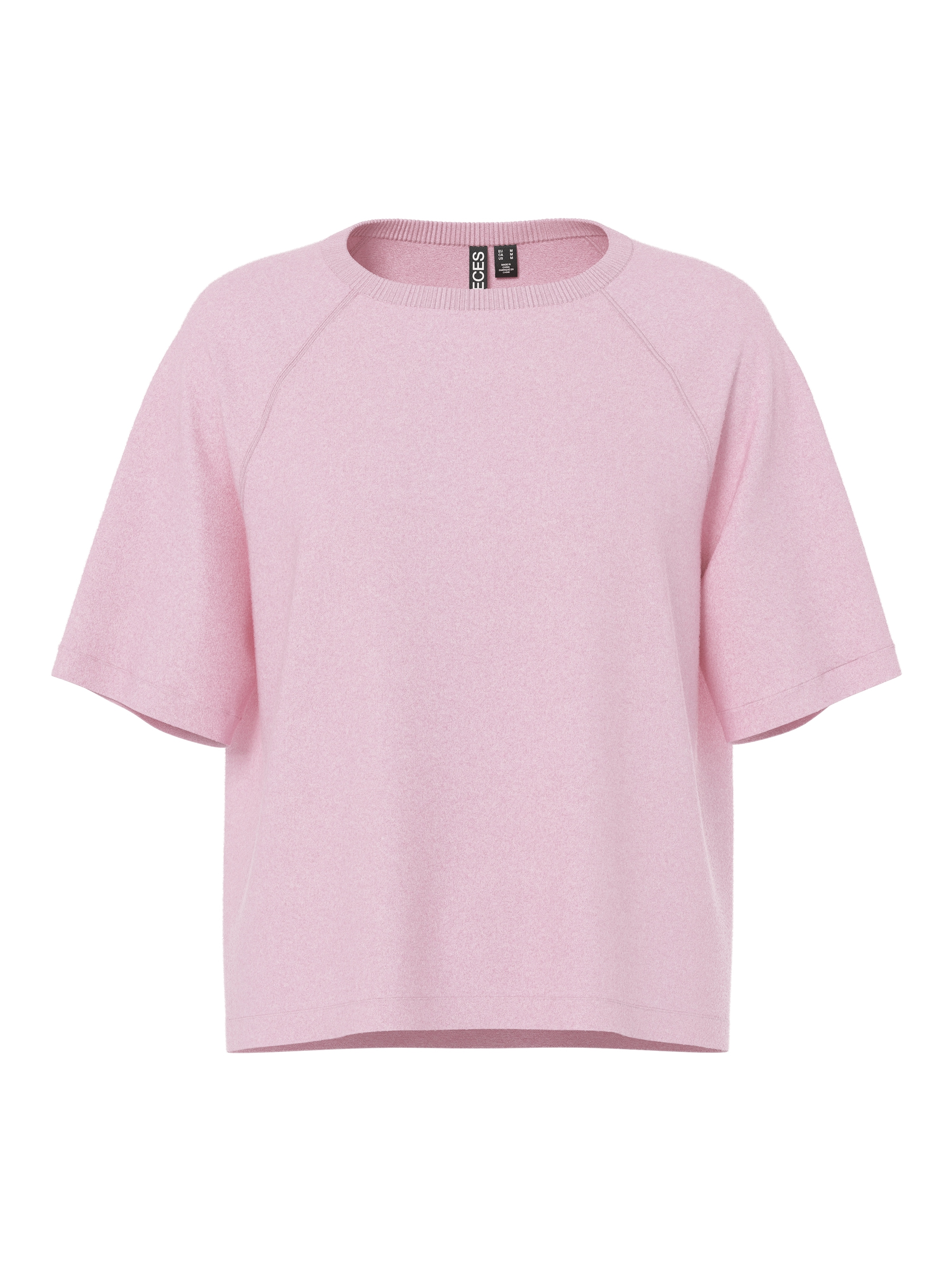 pieces Pull à manches courtes »PCBREE SS O-NECK KNIT NOOS BC« mélange de matériaux, coupe régulière