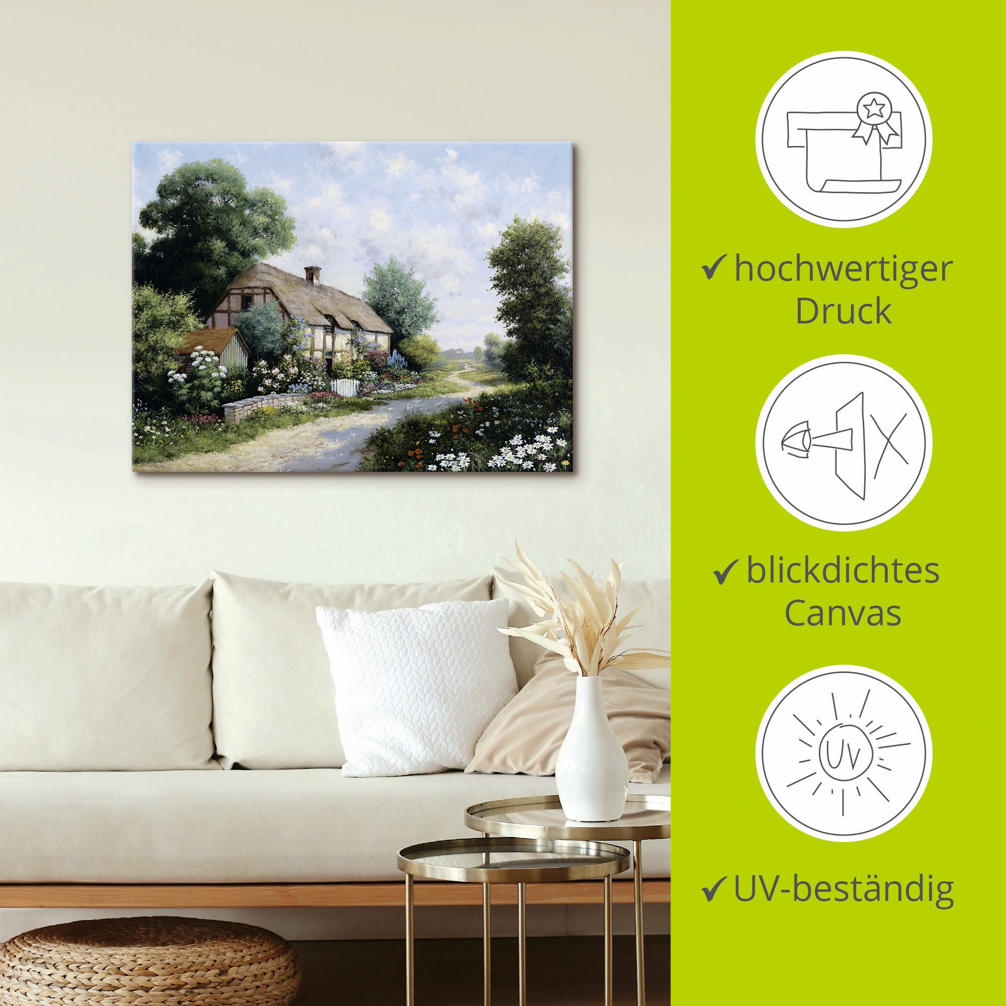 Artland Tableau sur toile »Das Landhaus« 1 cuis tlg. auf Holzrahmen gespannt