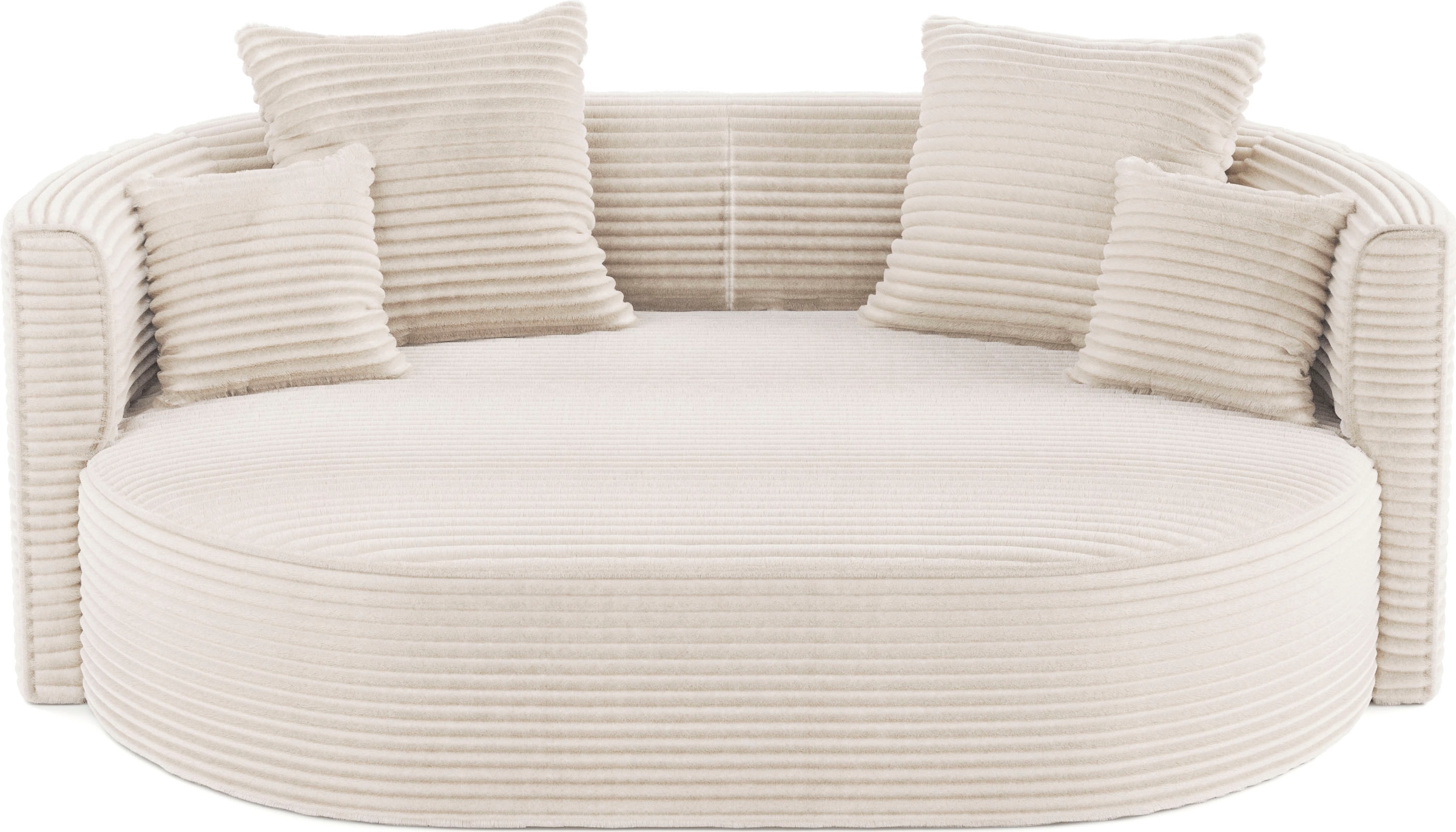 LeGer Home by Lena Gercke 2,5-places »ISALIE Cord, rundes Loungesofa, mit Kissen, perfekt gepolstert« tissus modernes, avec 4 coussins décoratifs, assise extra large