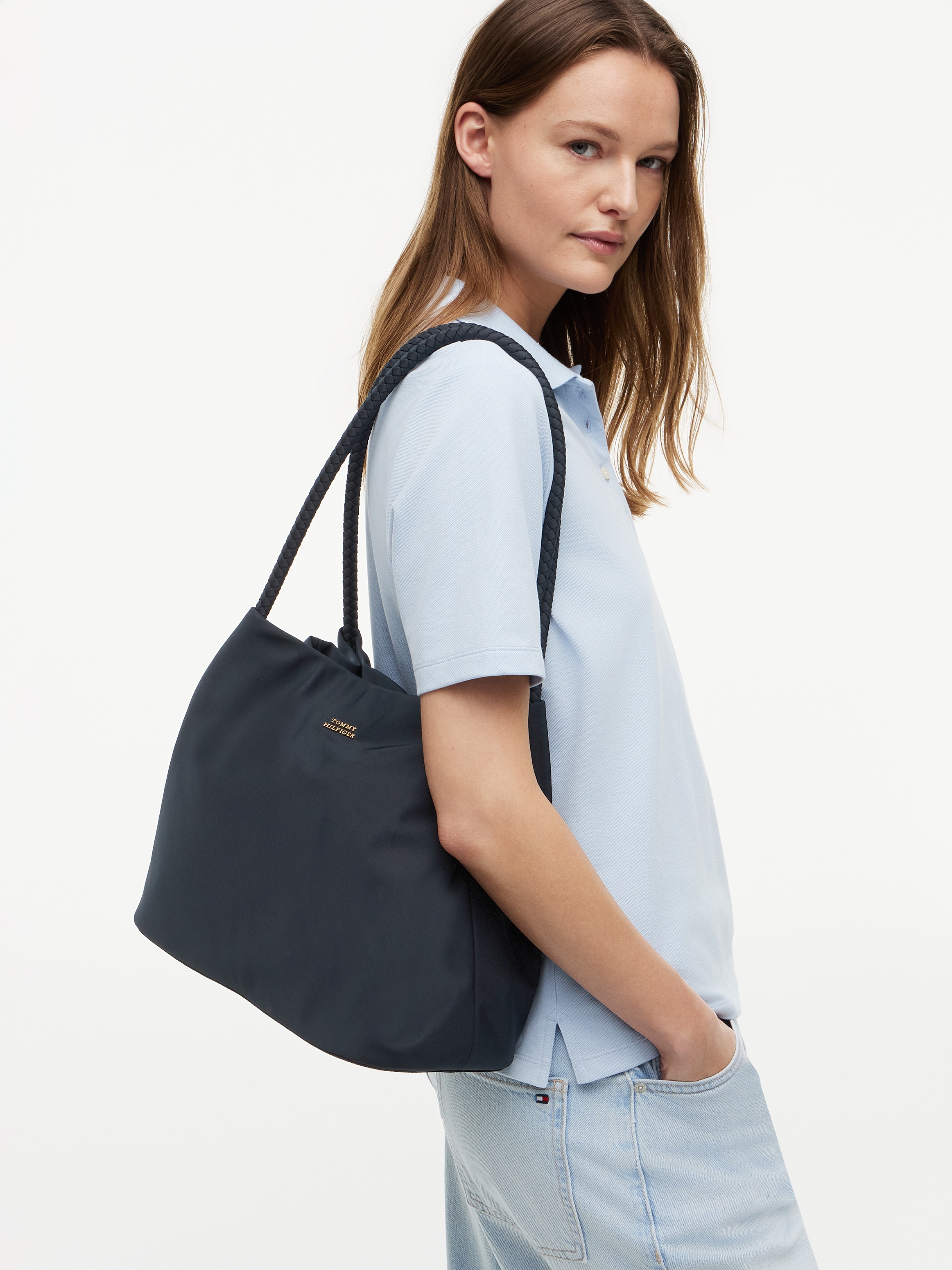 Tommy Hilfiger Tragetasche »TH MARINA HOBO/TOTE NYLON« Damen Handtasche, Schultertasche mit doppeltem Tragegriff