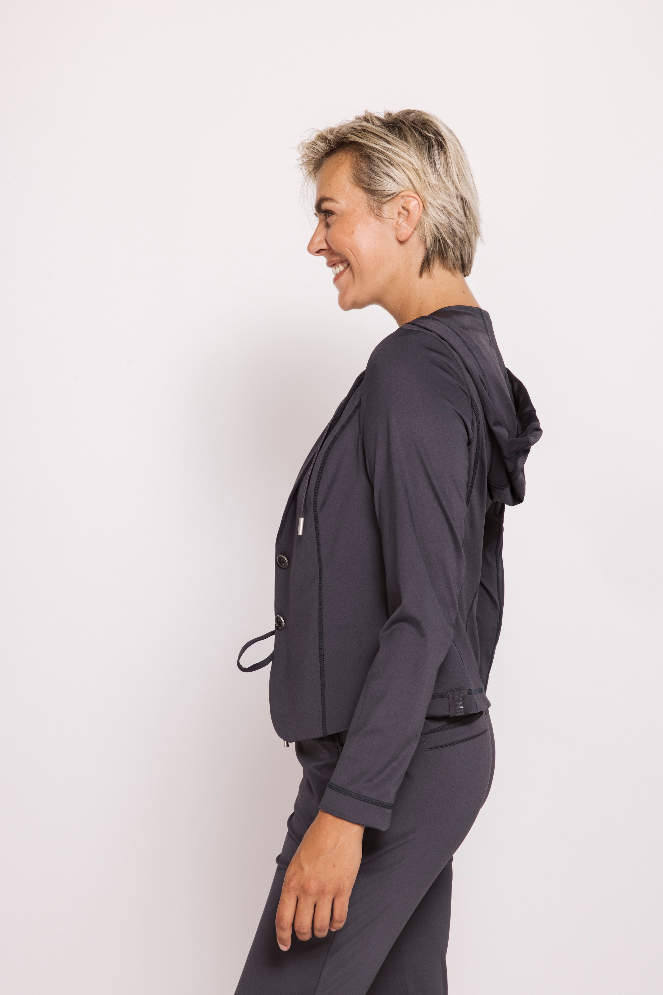 Zhrill Blazer court »ZHDARCIA Blazer mit Kapuze« mit Reverskragen/Kordelzug und Kapuze