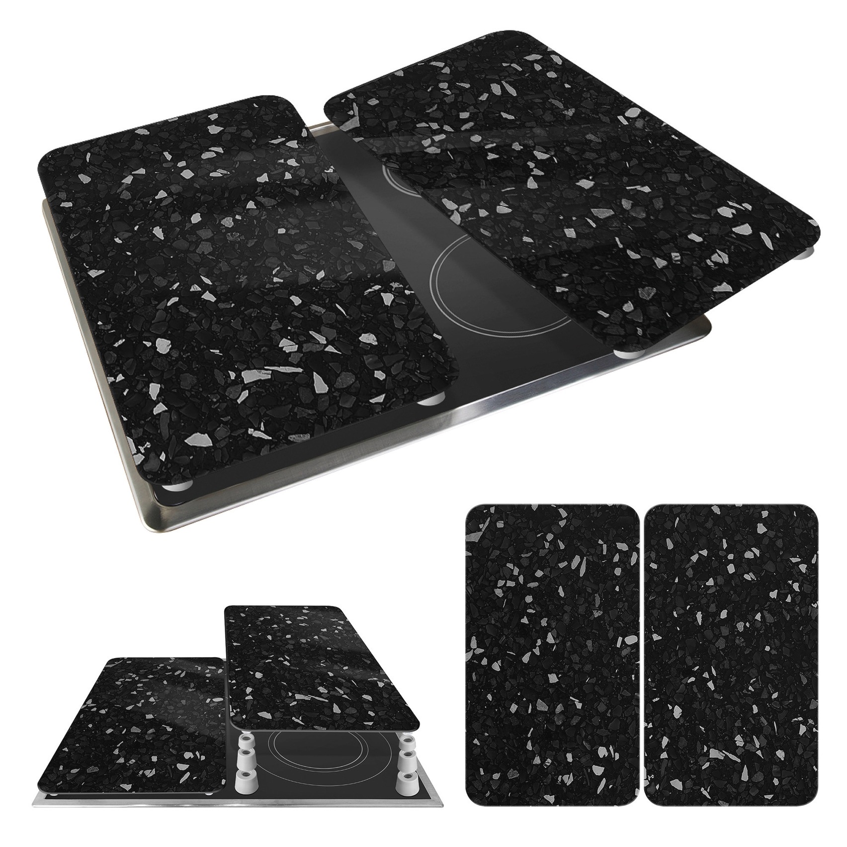 WENKO Herd-Abdeckplatte »Universal Modell Terrazzo« Herdabdeckung für alle Herdarten, kratzfest, mit rutschfesten Füssen