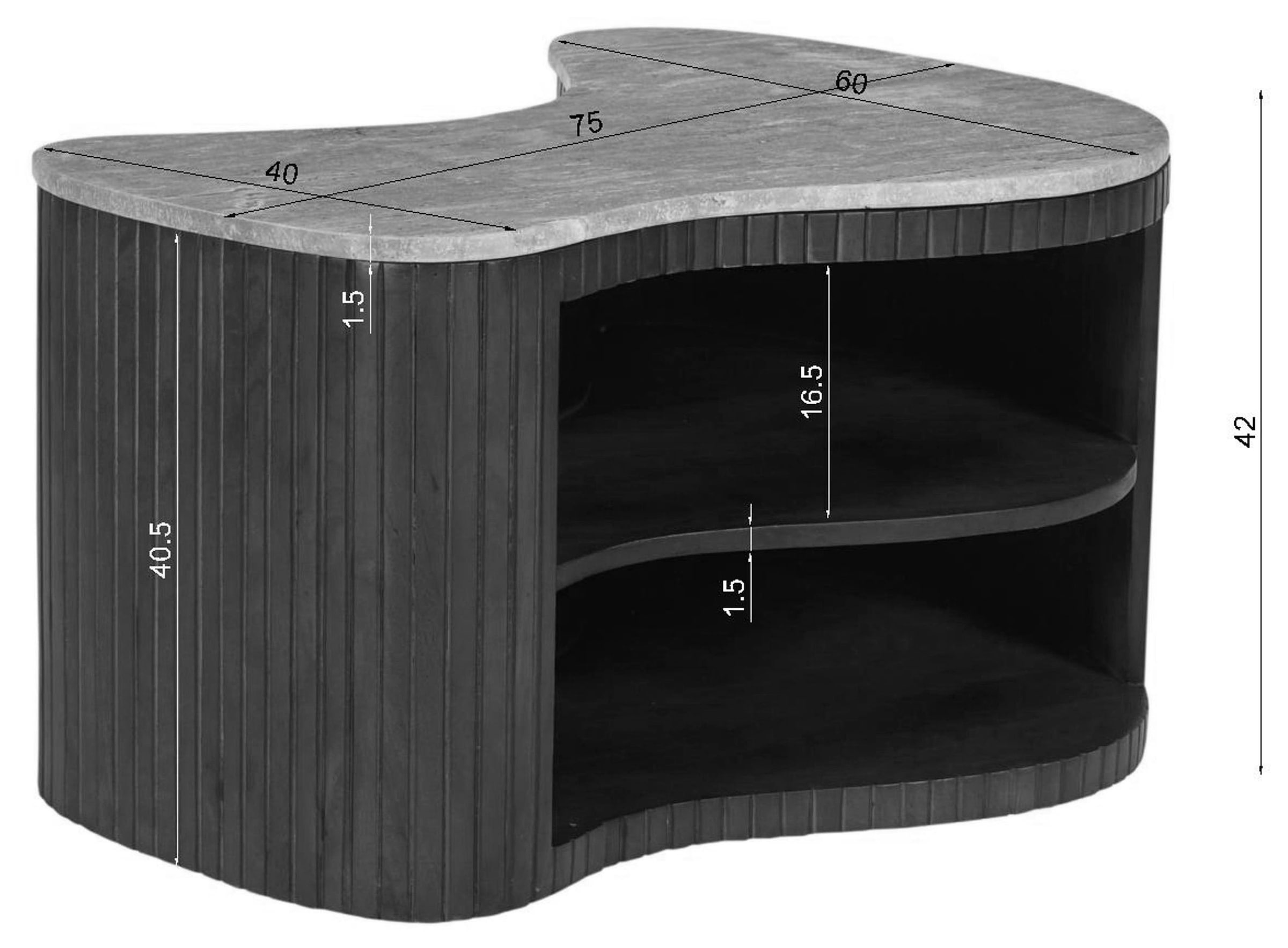 SIT Tableau TV »Dallas aus Mango massiv mit Lamellenfront & 2 offenen Fächern« 1 cuis tlg. 2 en 1 en tant que meuble TV ou table basse avec façade à lattes