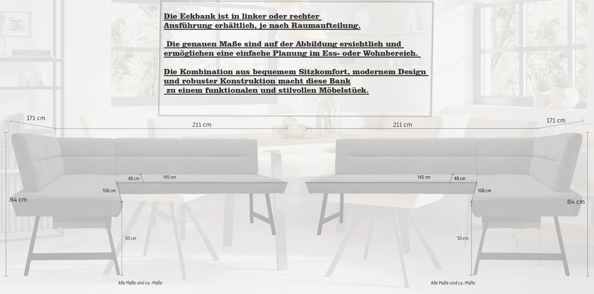 GOODproduct Banc d'angle »Sava« mit Wellenfederung im Sitz