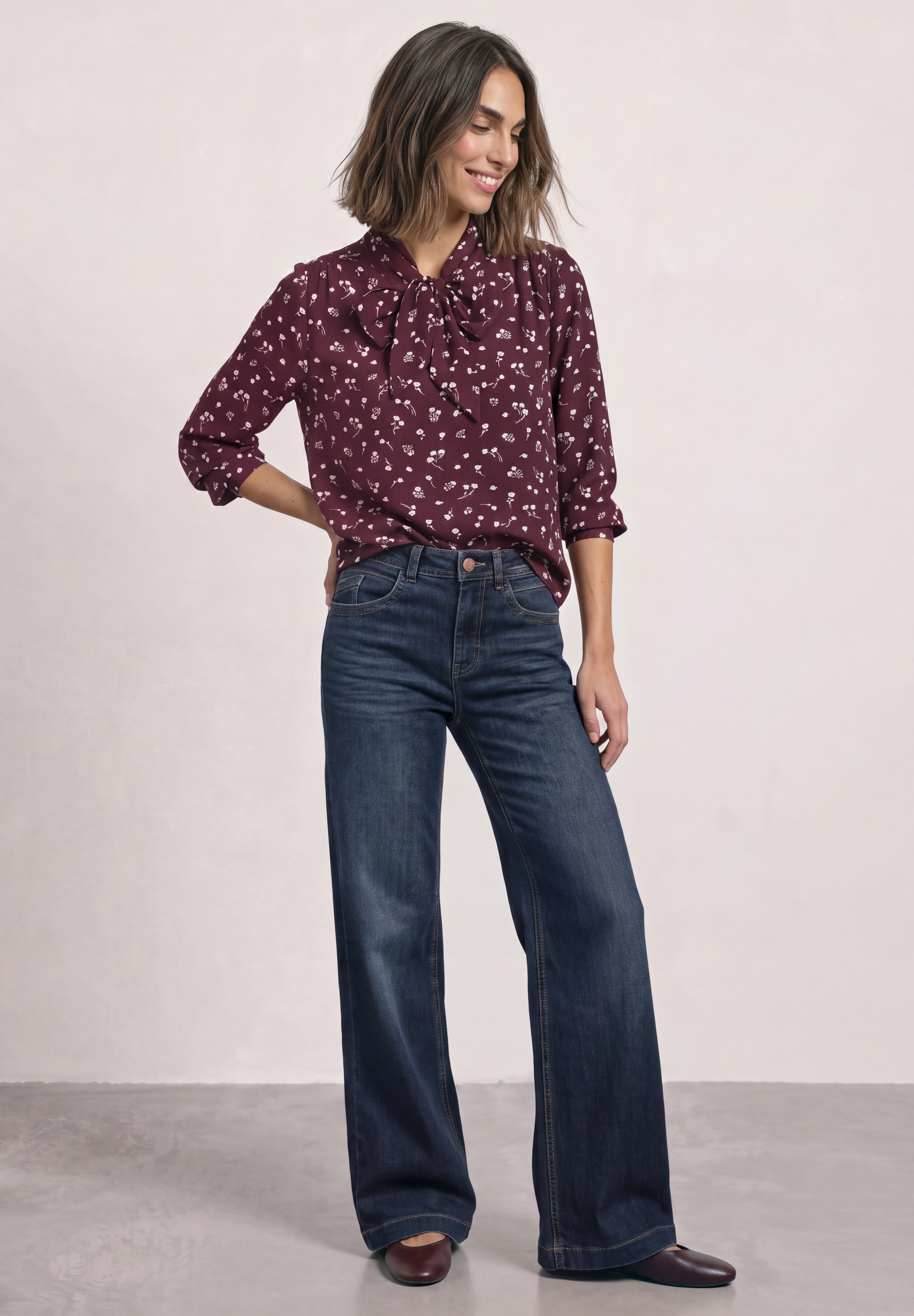 STREET ONE Blouse à manches longues avec imprimés intégraux et détail nœud