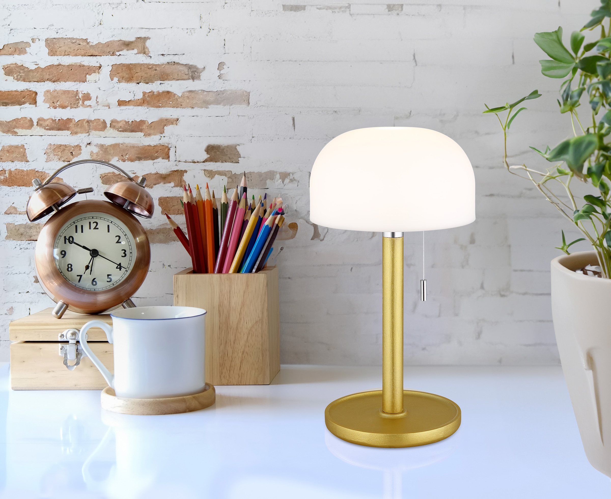 GLOBO LIGHTING Lampe de table LED »NORMAN« Module LED 1 cuis blanc chaud - blanc froid Lampe de table à batterie également pour l'extérieur, interrupteur à cordon, lampe à batterie,