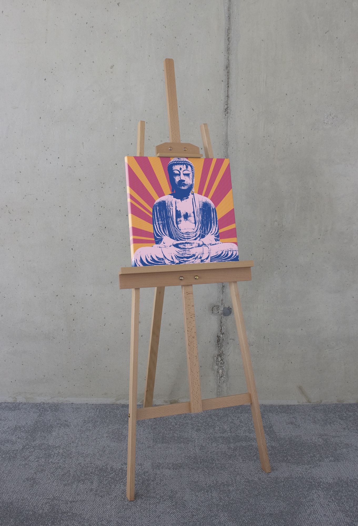 Komar Tableau sur toile »Hippie Buddha - Grösse 40 x 40 cm« 1 cuis tlg. Keilrahmenbild mi Echtholzrahmen