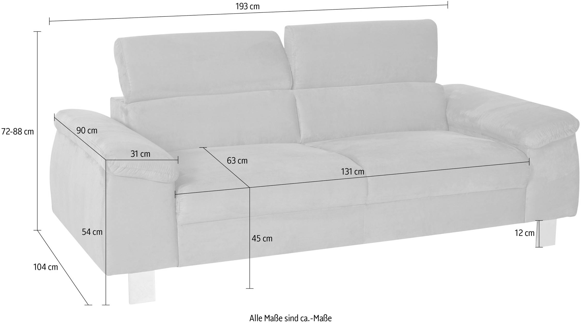 COTTA 3-places »Komaris, B: 193 cm« mit Kopfteilverstellung