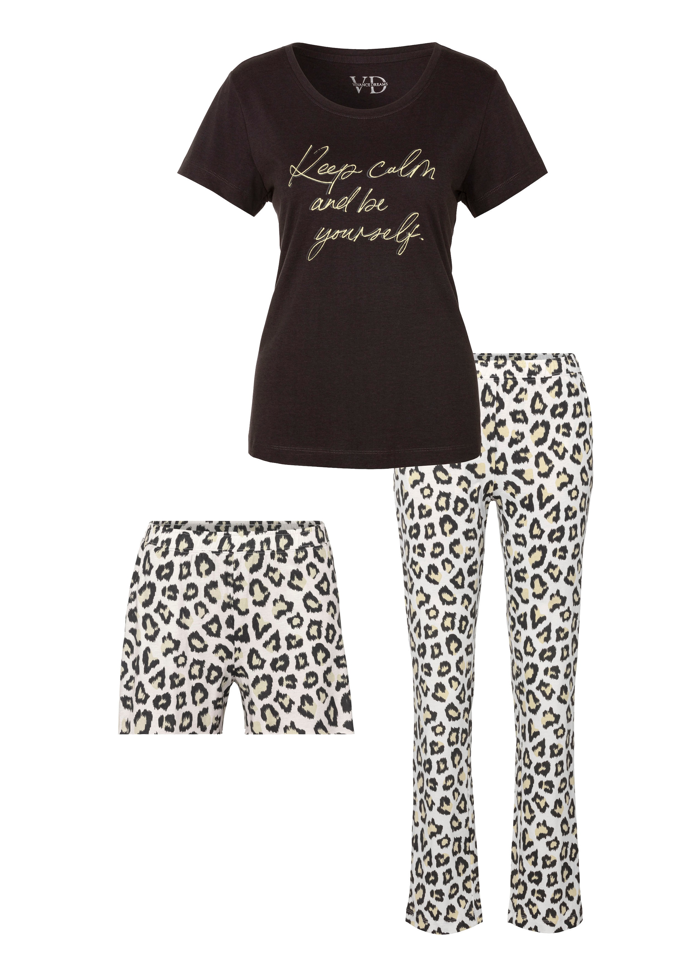 Vivance Dreams Pyjama Packung, 3-teilig,  mit Leo-Print