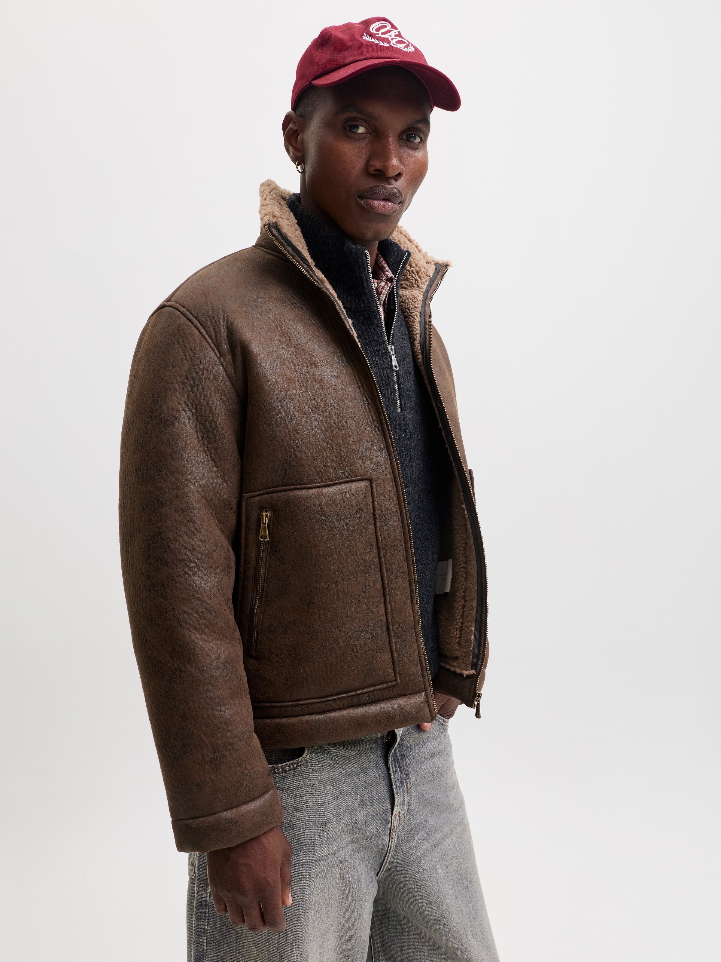 Jack & Jones Pilotenjacke »JORSALAMANCO FLIGHT JACKET SN« Polyester, Innenkragen mit Teddy Material