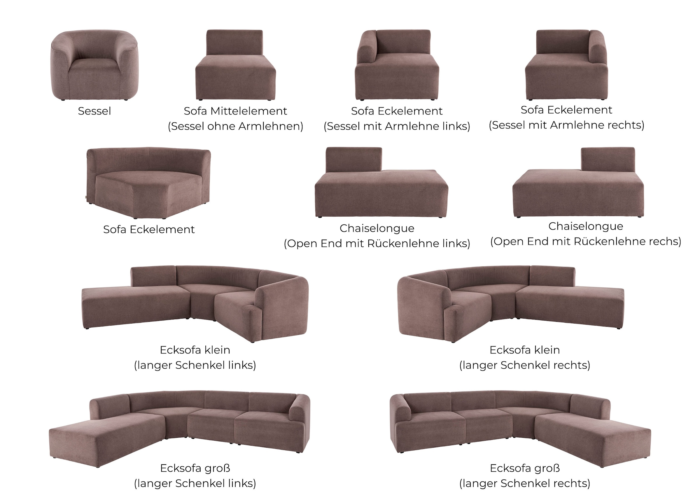 LeGer Home by Lena Gercke Ecksofa »LYZA L-Form links/rechts, Modularsofa, Masse B/T/H: 211/267/74 cm« als Modul oder separat verwendbar, für individuelle Zusammenstellung