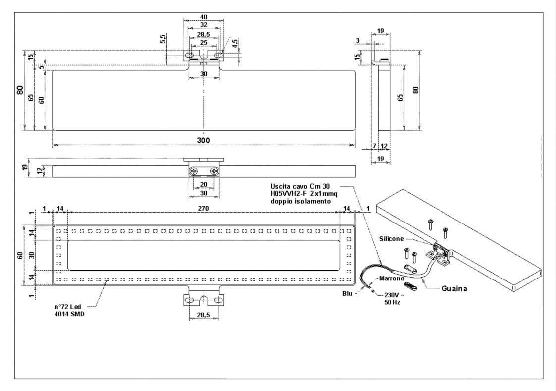 ADOB Luminaire en saillie »Spiegelleuchte« 30 cm