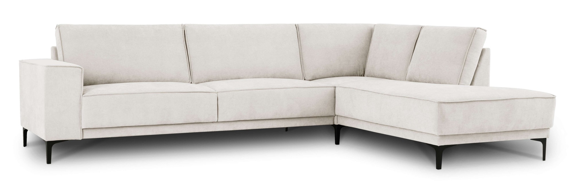 PLACES OF STYLE Ecksofa »Polsterecke Oland, Struktur, Flachgewebe, Luxus-Microfaser, Boucle« L-Form, 289 cm, Wellenunterfederung, Skandi-Design, Metallfüsse