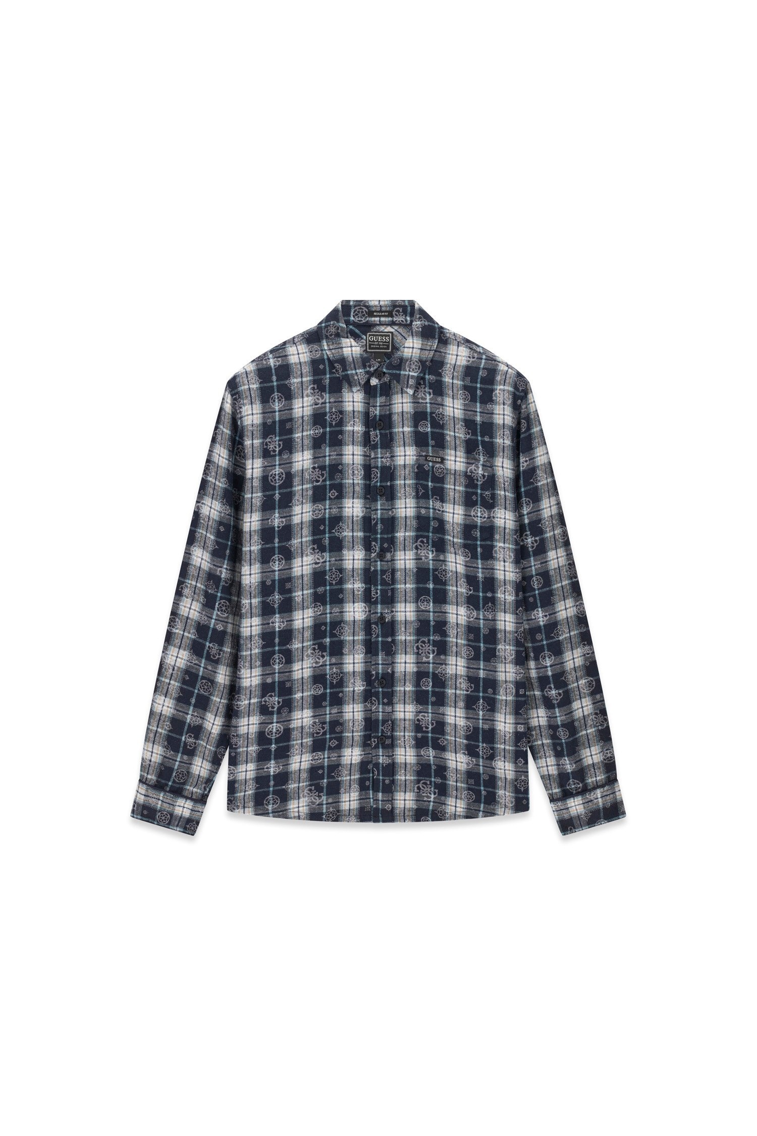 Guess Chemise à manches longues »OCEAN COAST PLAID« Kentkragen, reine Baumwolle, gewebtes Karo Design