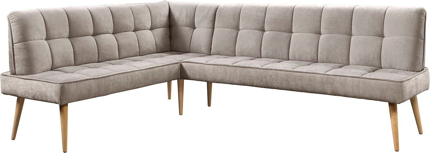 exxpo - sofa fashion Banc d'angle »Latte« couture moderne siège et dossier, confortable et élégant, pied en bois haut