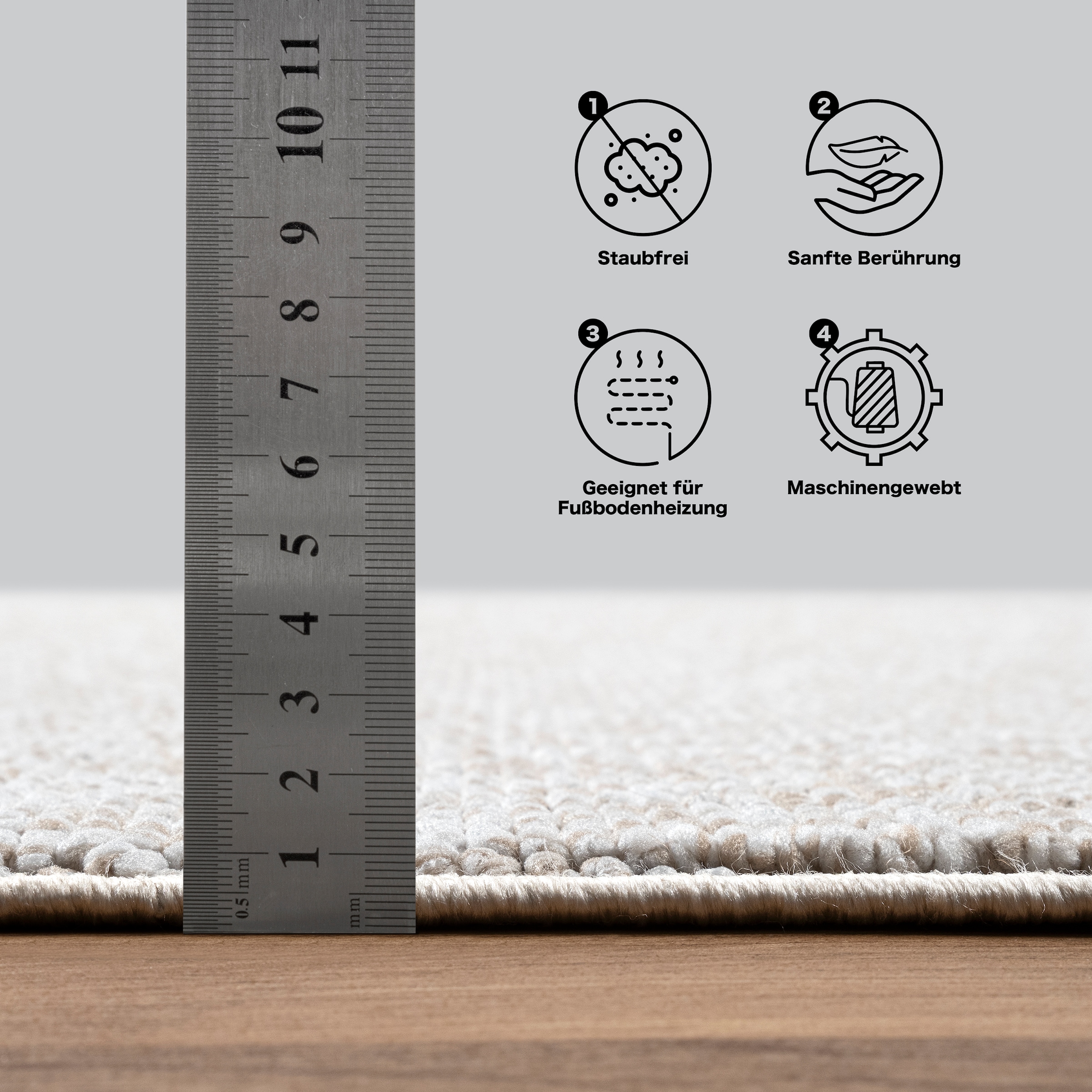 Sanat »Lora Plus , auch als Läufer« rechteckig 5 mm Höhe Kurzflor, uni, gekettelt, Wohnzimmer, Kinderzimmer