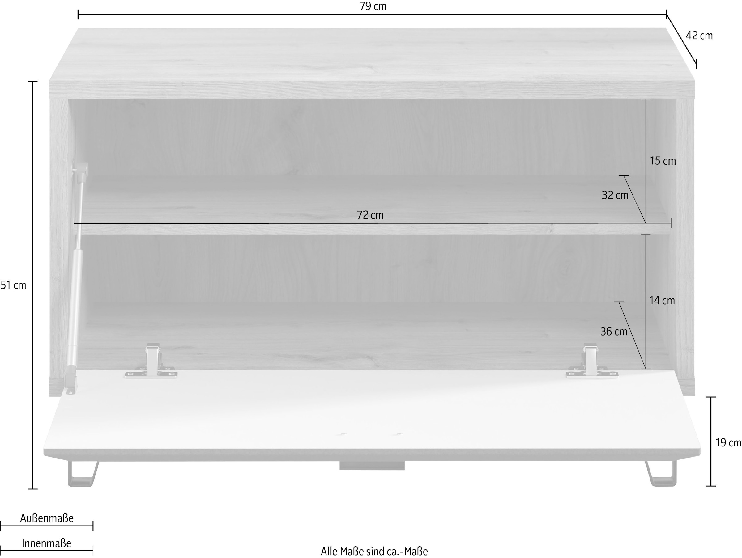 Home affaire Sitzbank »Belva« 1 Stk. tlg. Flurbank mit einer Klappe - verstellbarer Boden - (B/T/H) 79/42/51 cm