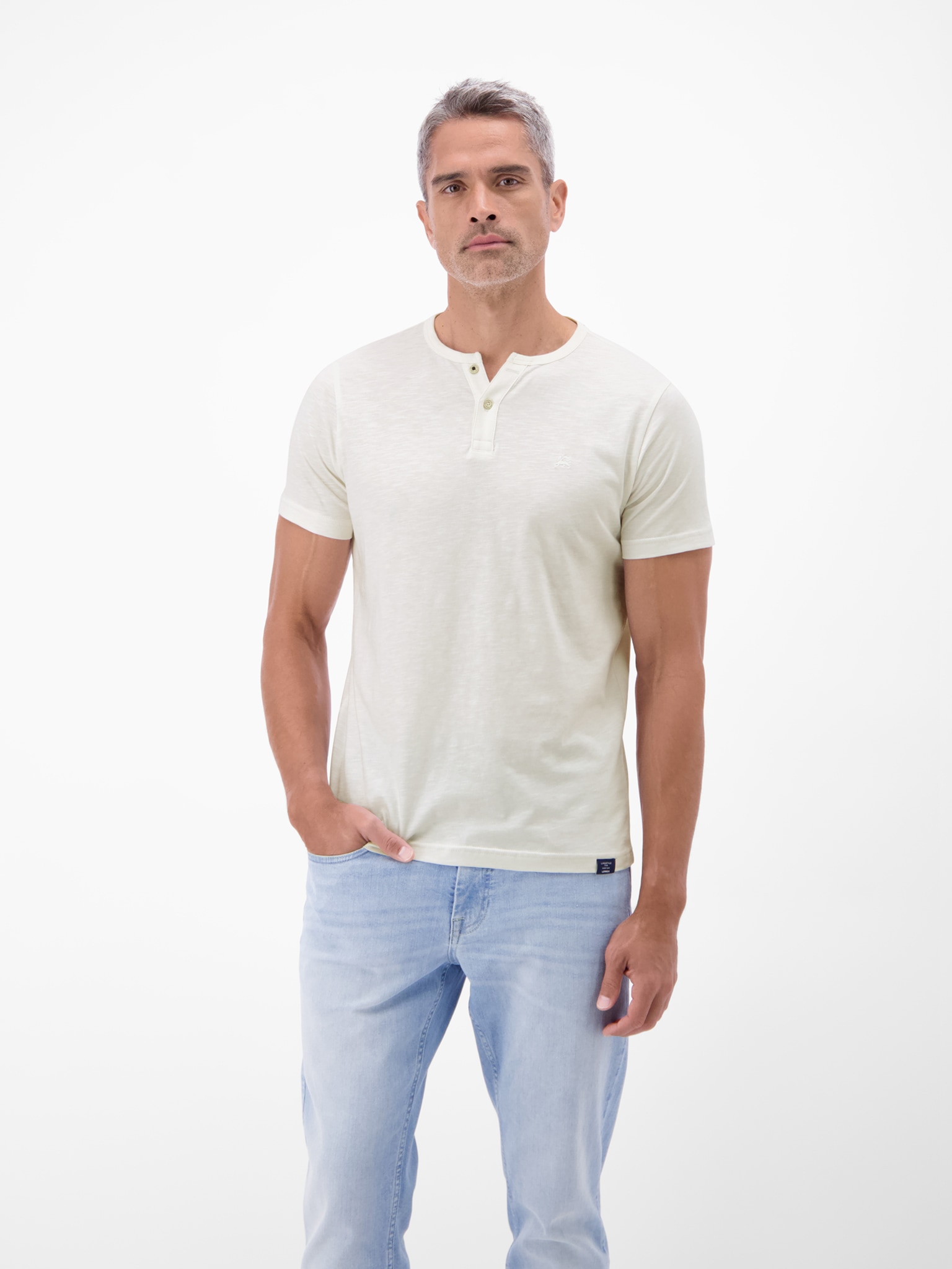 LERROS T-shirt à manches courtes mit Serafino-Kragen