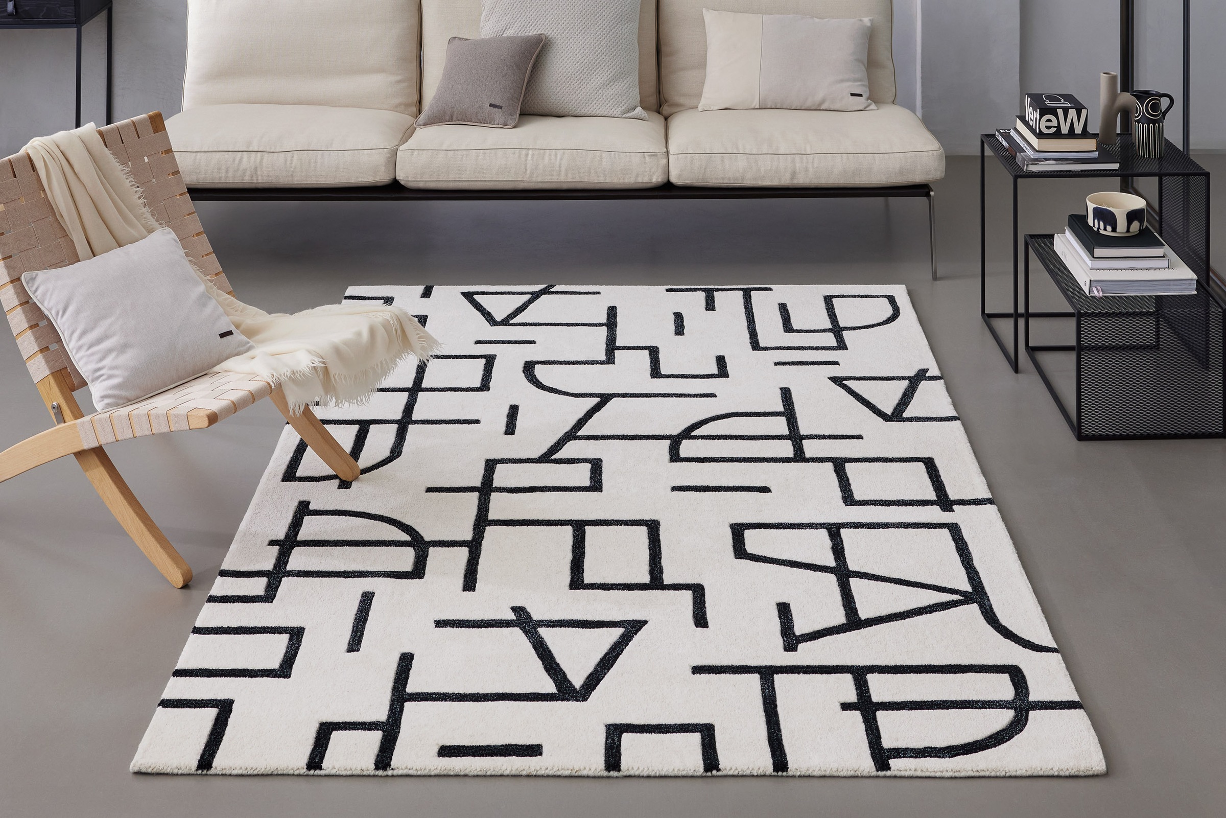 Wecon home Tapis »Beatrice« Rectangulaire 13 mm Höhe Tapis à poils courts, laine vierge, découpe en contour, tufté main, salon