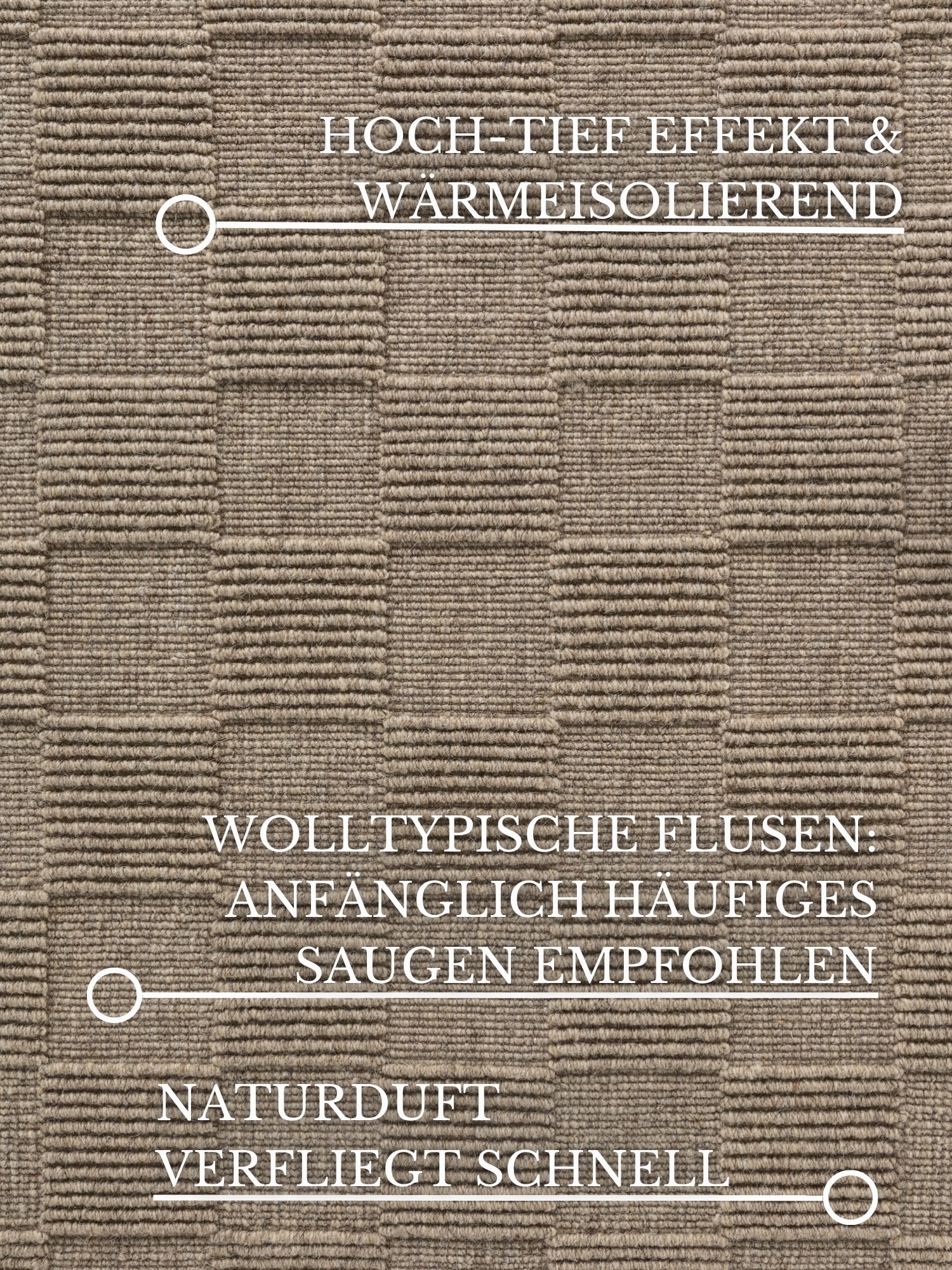 Villeroy & Boch Tapis en laine »Scala« Rectangulaire 10 mm Höhe Handgewebt, Wolle, Kariert, Natur, 3D-Struktur, Karo, Wohnzimmer